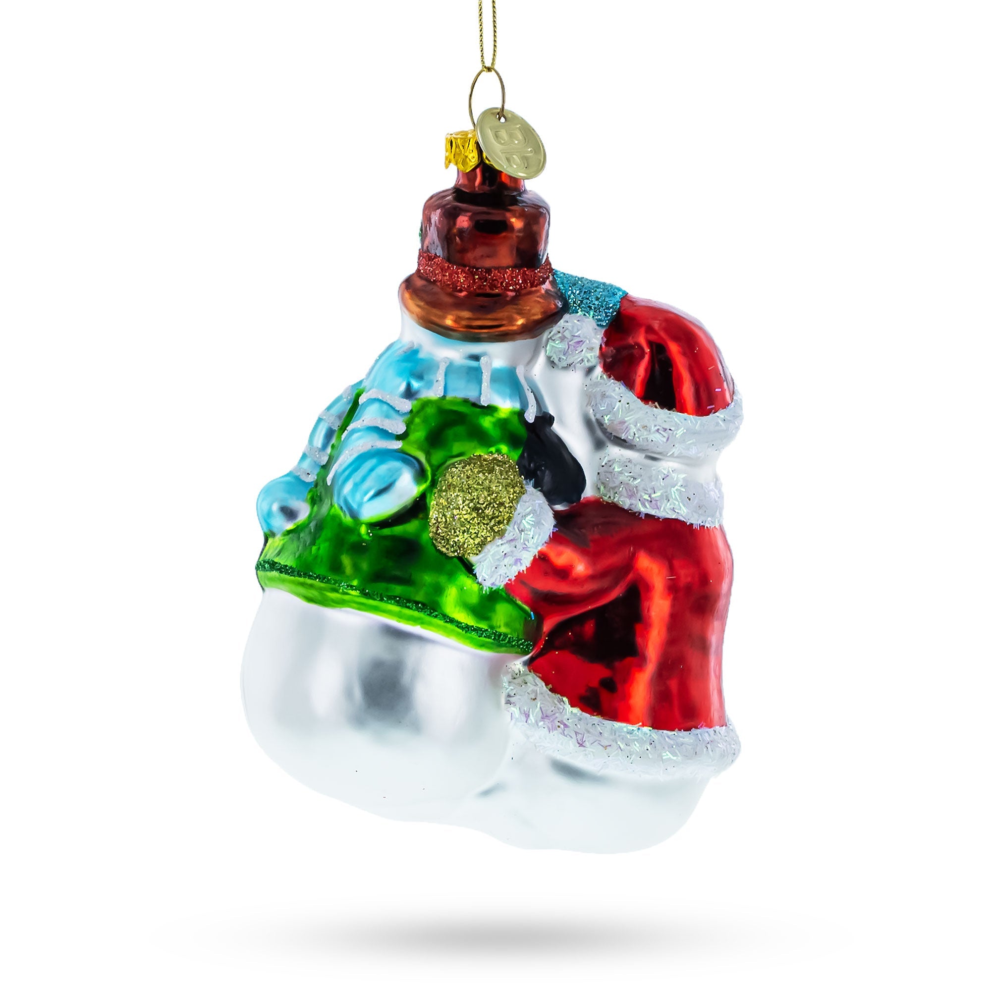 Snowman Family With Baby - Blown Glass Christmas Ornament