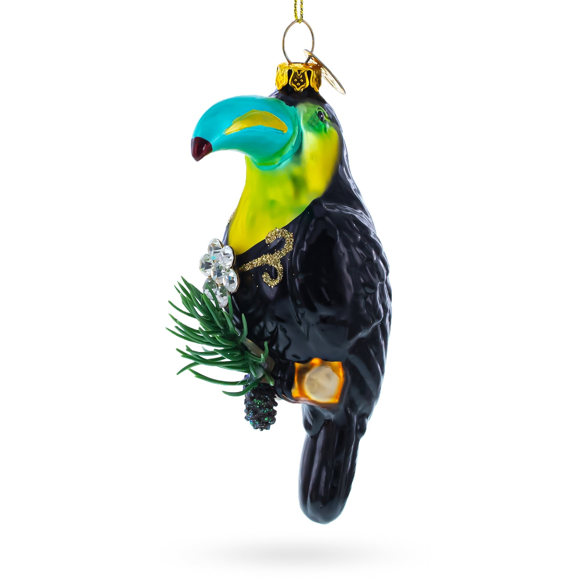 Colorful Toucan Bird - Blown Glass Christmas Ornament