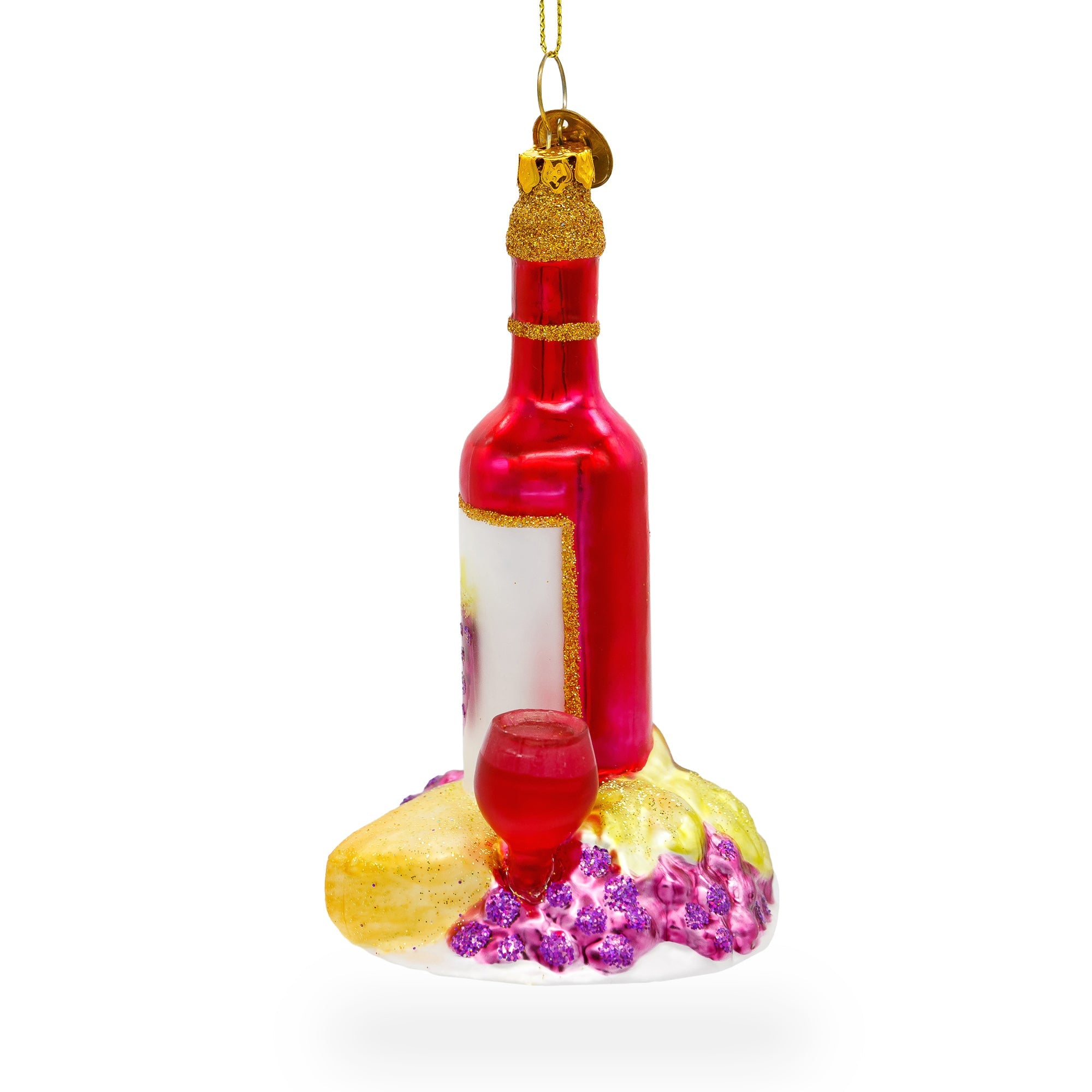 Sophisticated Red Wine With Snacks - Blown Glass Christmas Ornament