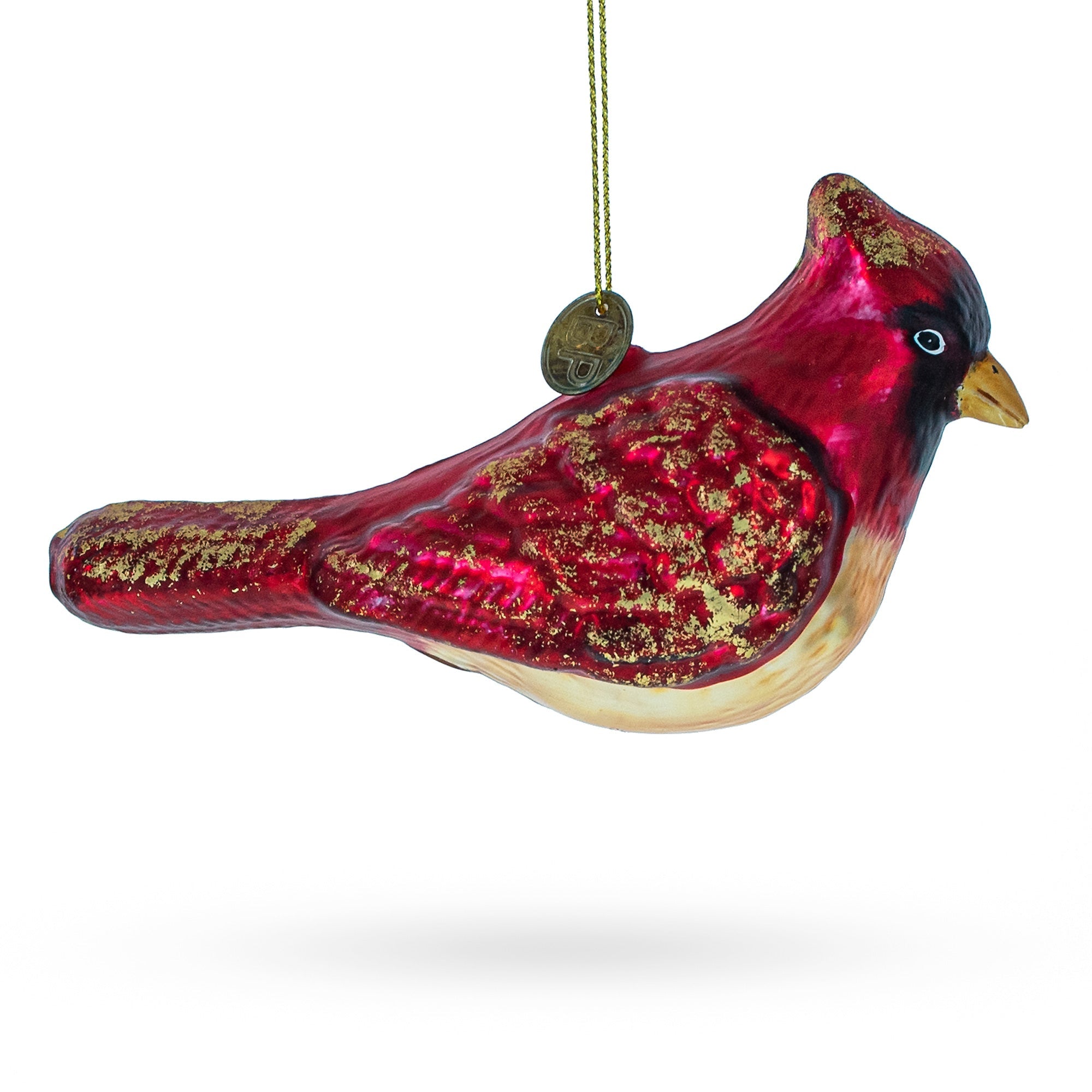 Graceful Red Cardinal Bird - Vibrant Blown Glass Christmas Ornament