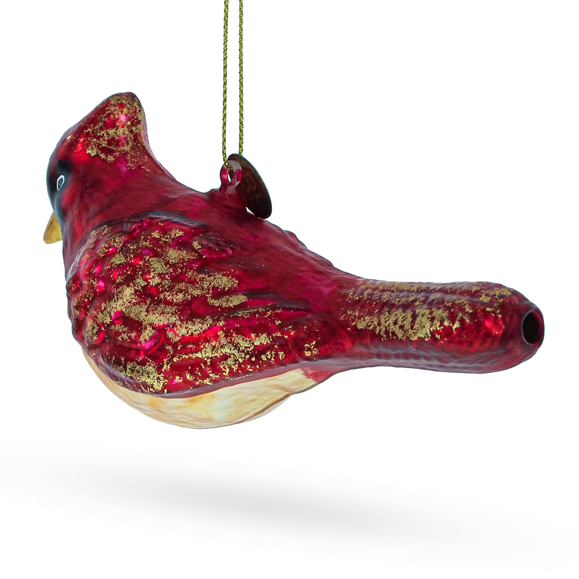 Graceful Red Cardinal Bird - Vibrant Blown Glass Christmas Ornament