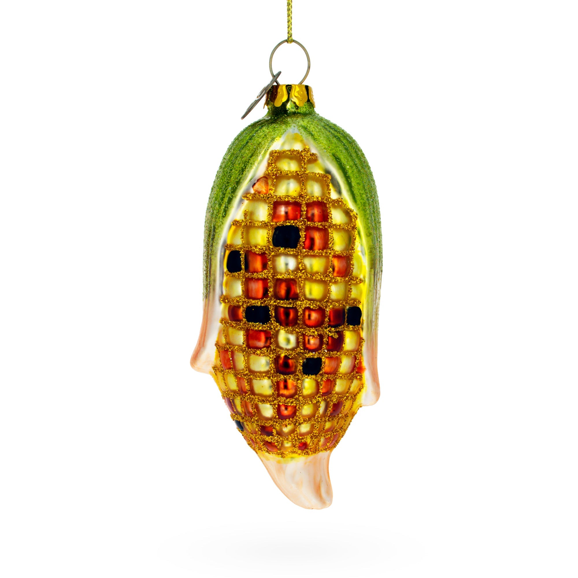 Golden Corn On The Cob - Blown Glass Christmas Ornament