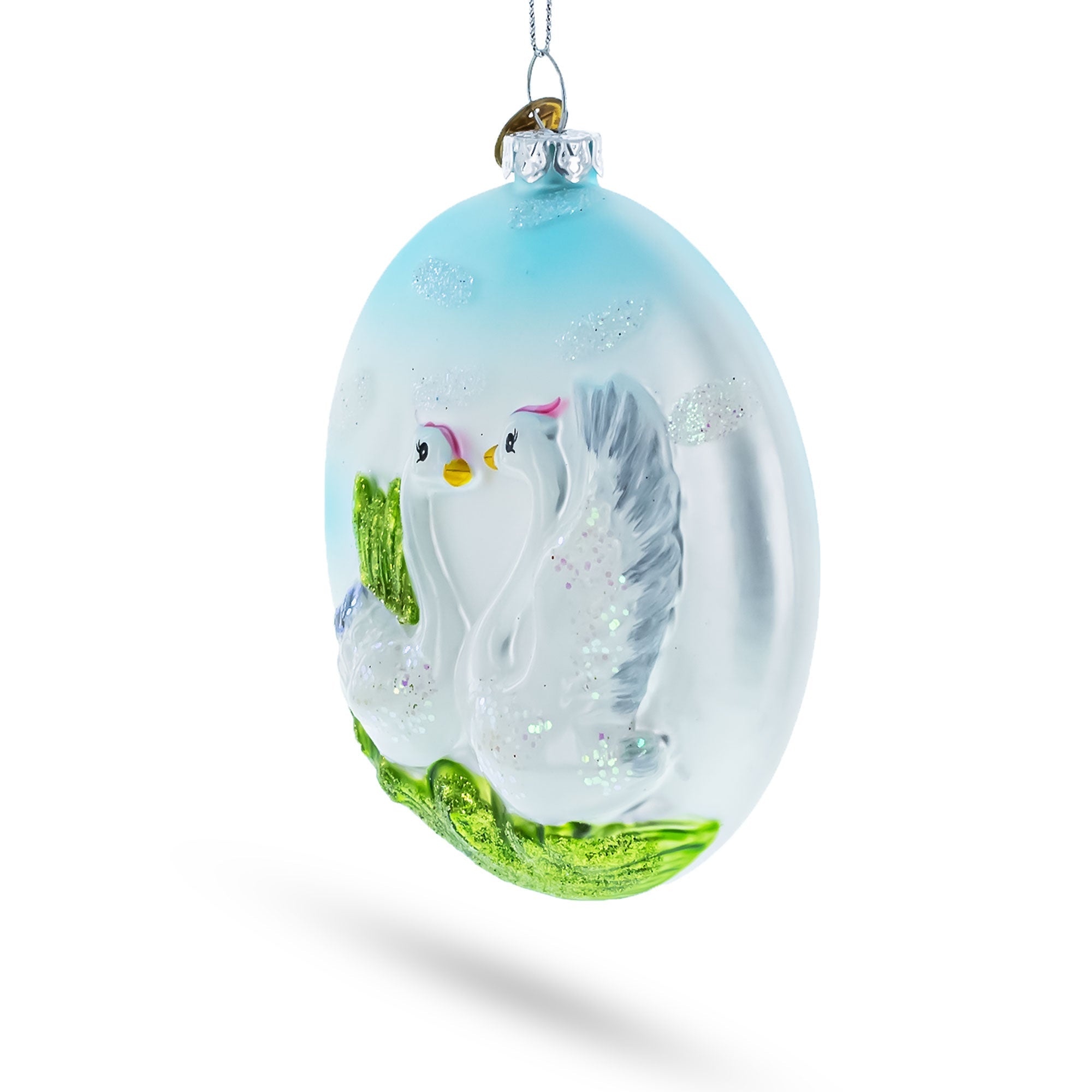 Loving Goose Couple - Blown Glass Christmas Ornament