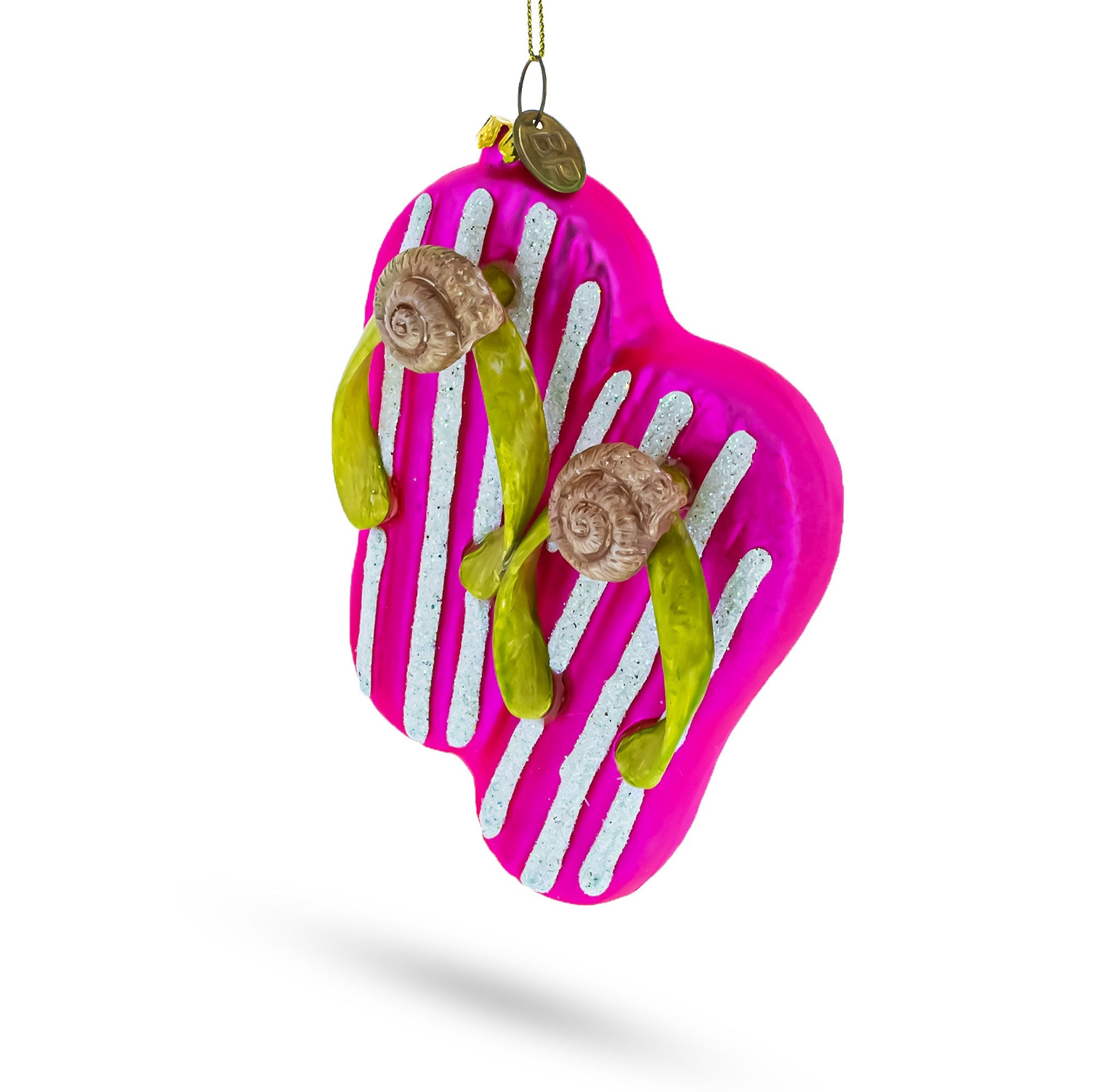 Pretty Pink Flip Flops Slippers - Blown Glass Christmas Ornament