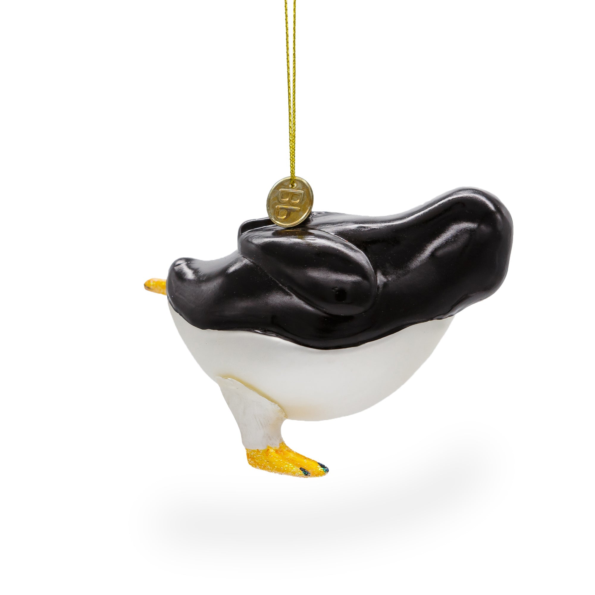 Playful Penguin Skating - Blown Glass Christmas Ornament