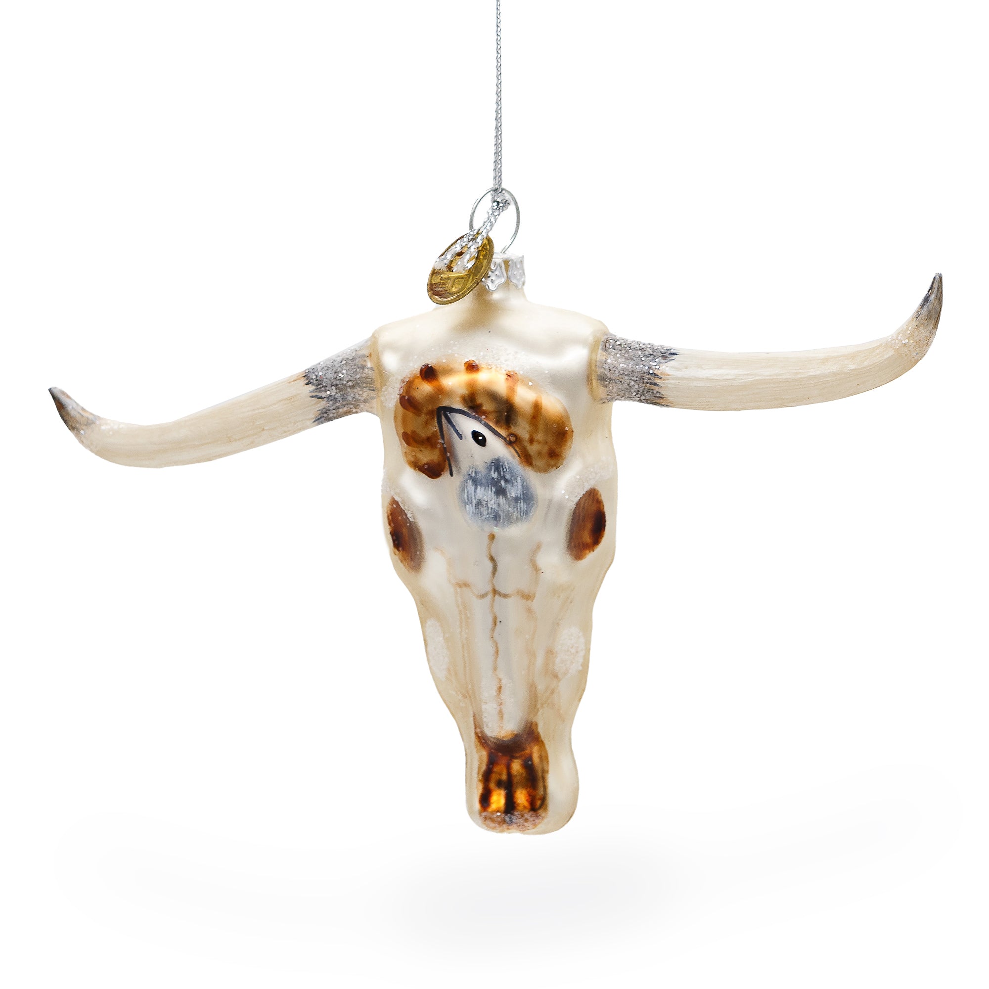 Rustic Cow Skull - Blown Glass Christmas Ornament