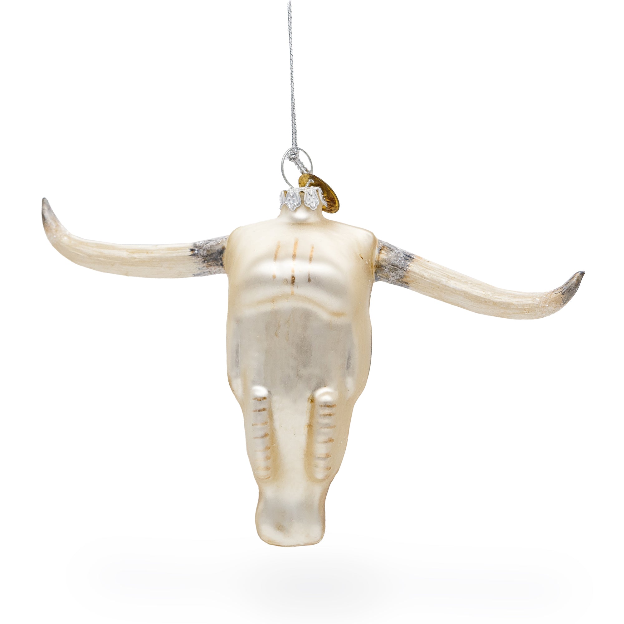 Rustic Cow Skull - Blown Glass Christmas Ornament