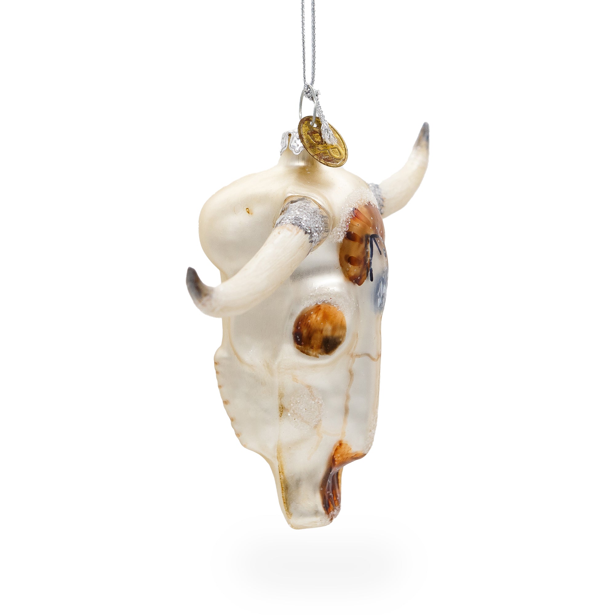 Rustic Cow Skull - Blown Glass Christmas Ornament