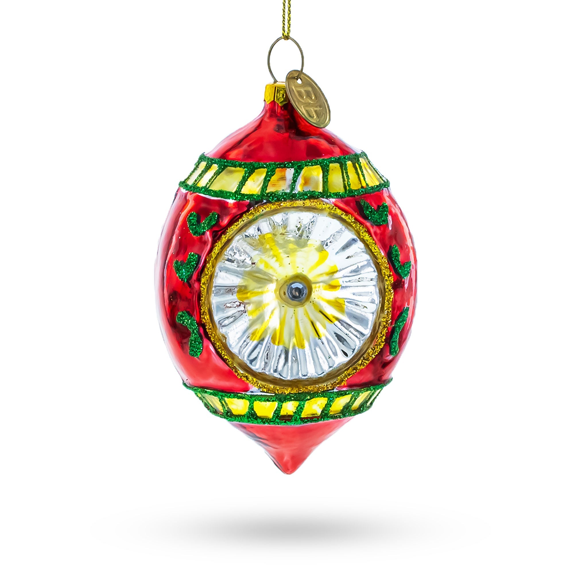 Vintage-inspired Retro Reflector - Blown Glass Christmas Ornament