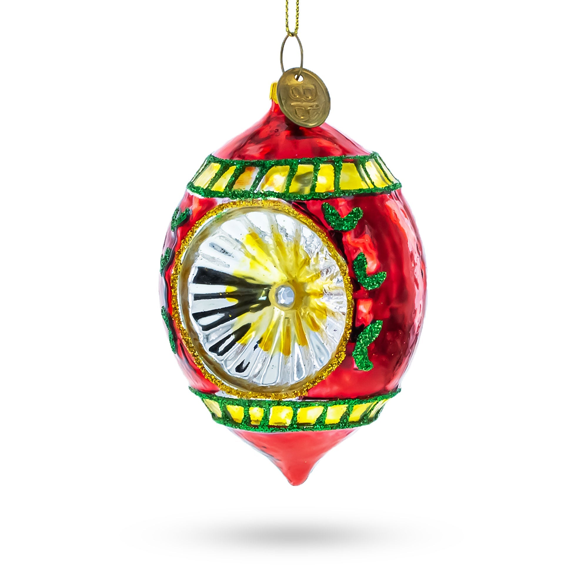 Vintage-inspired Retro Reflector - Blown Glass Christmas Ornament