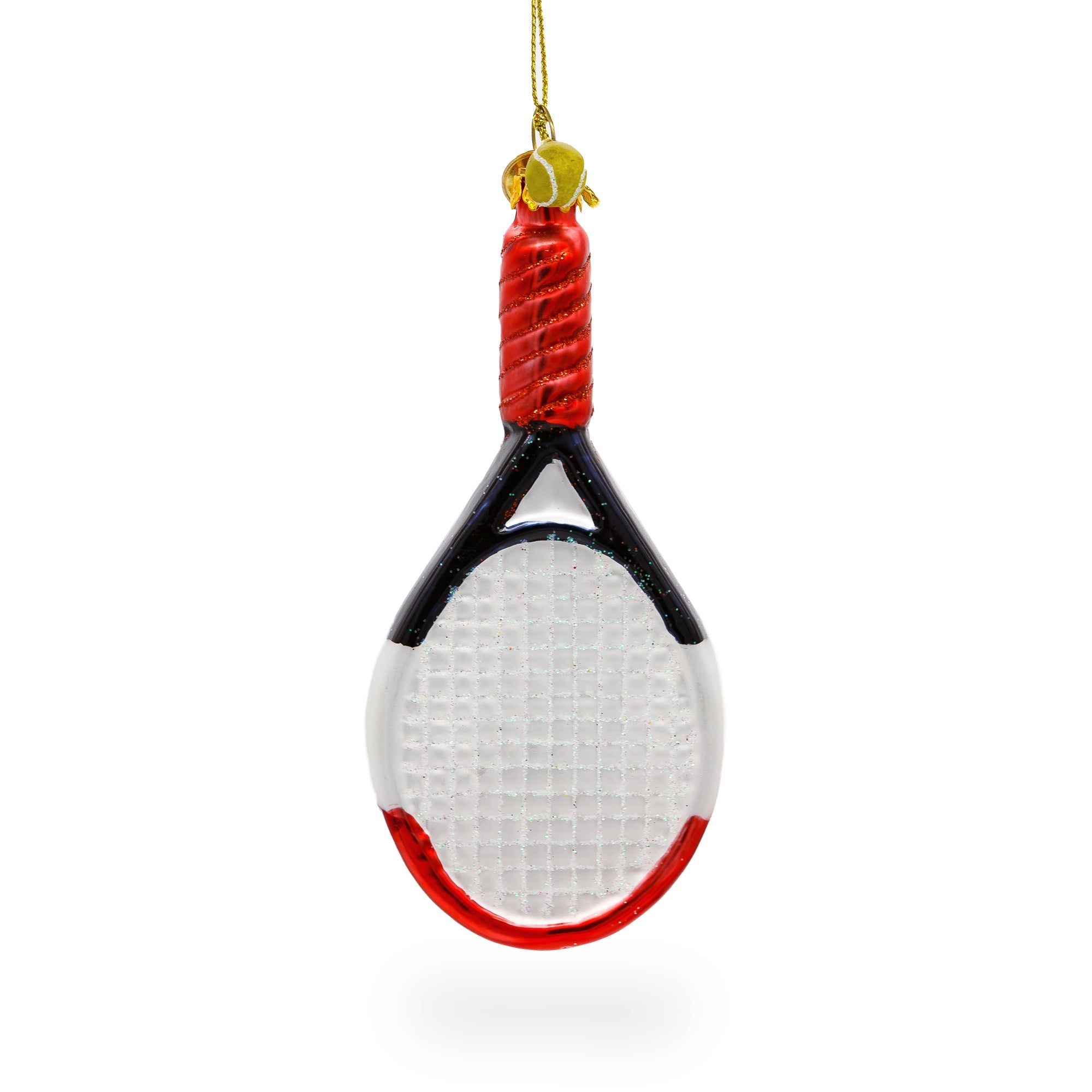 Sporty Tennis Racket - Blown Glass Christmas Ornament