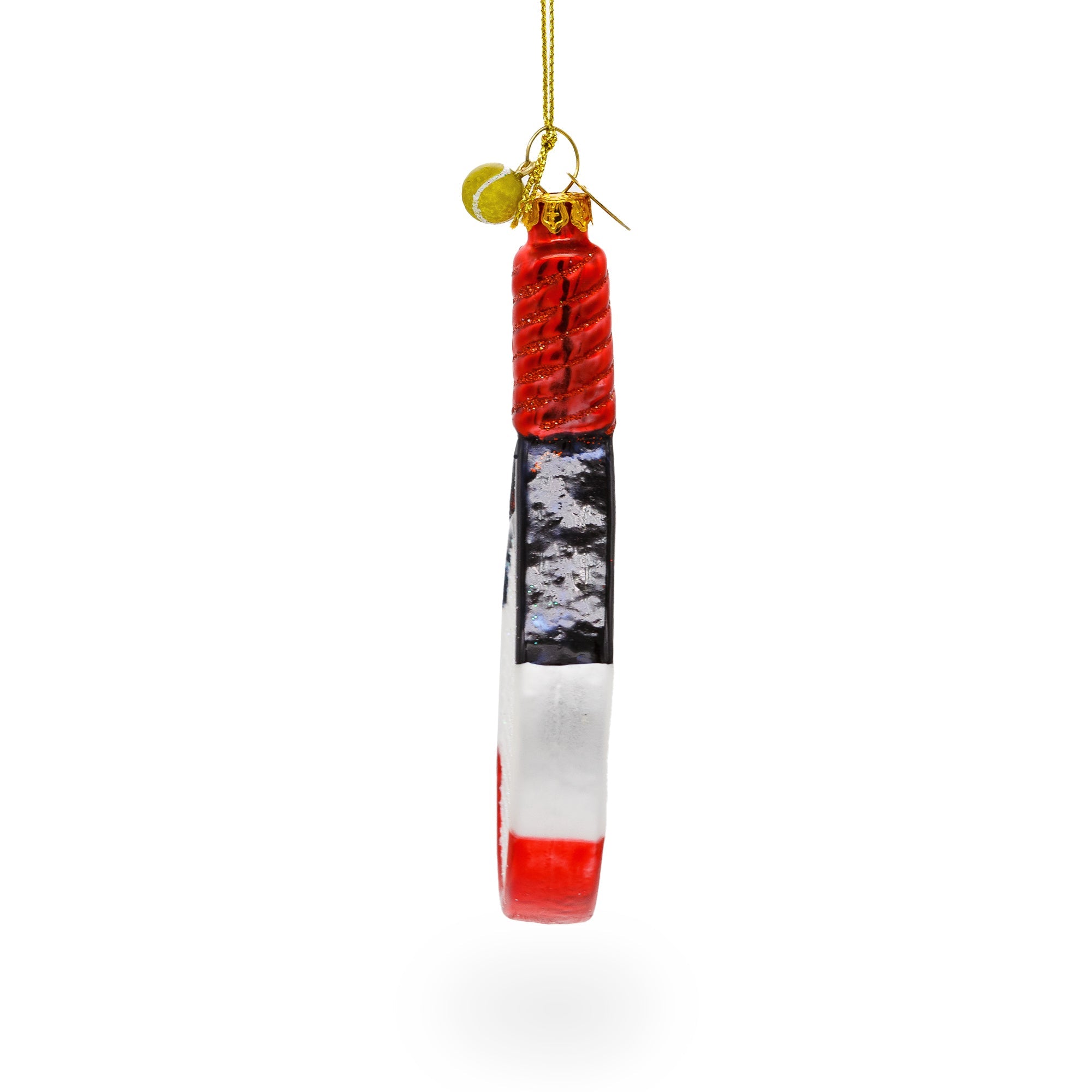 Sporty Tennis Racket - Blown Glass Christmas Ornament