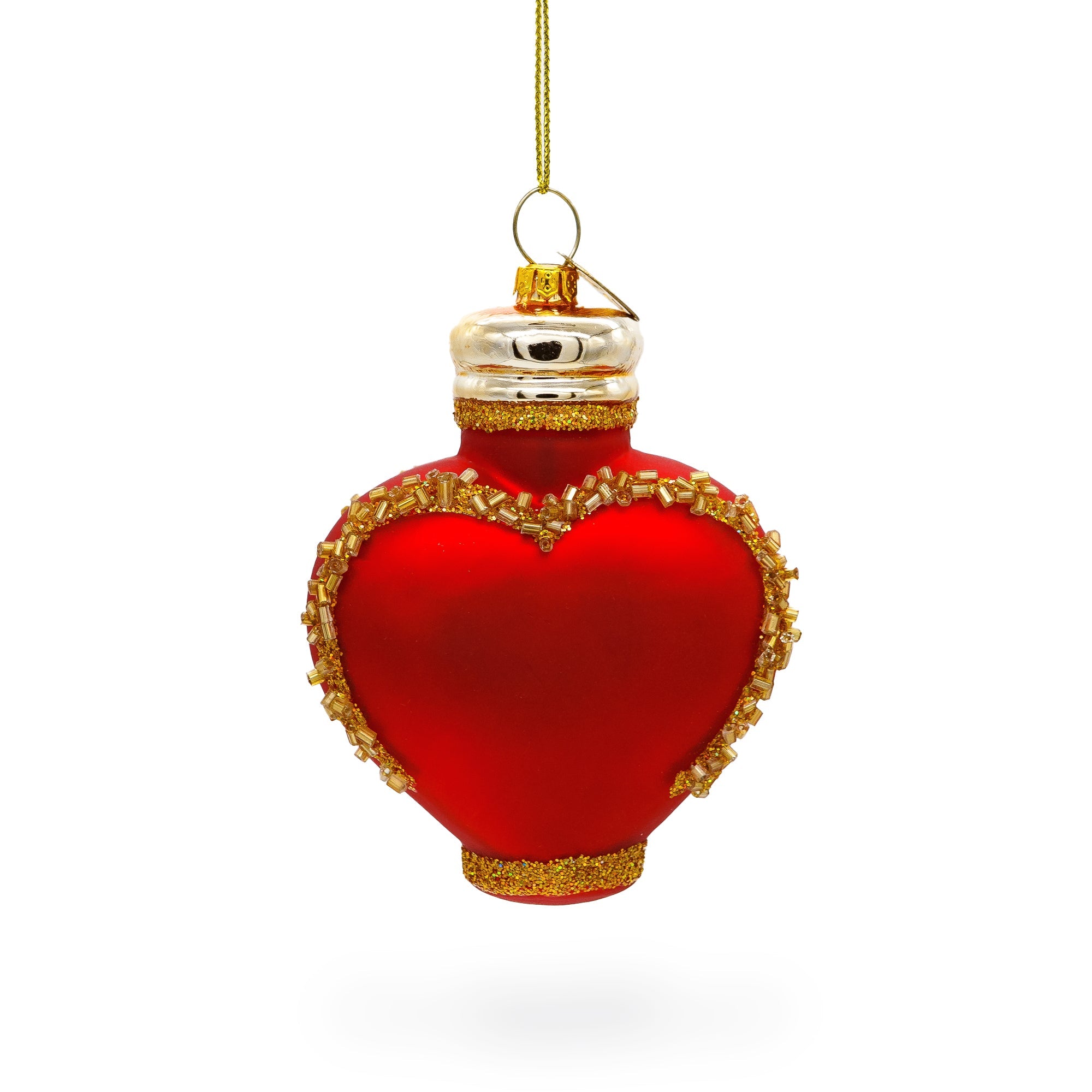 Elegant Red Perfume Bottle - Blown Glass Christmas Ornament