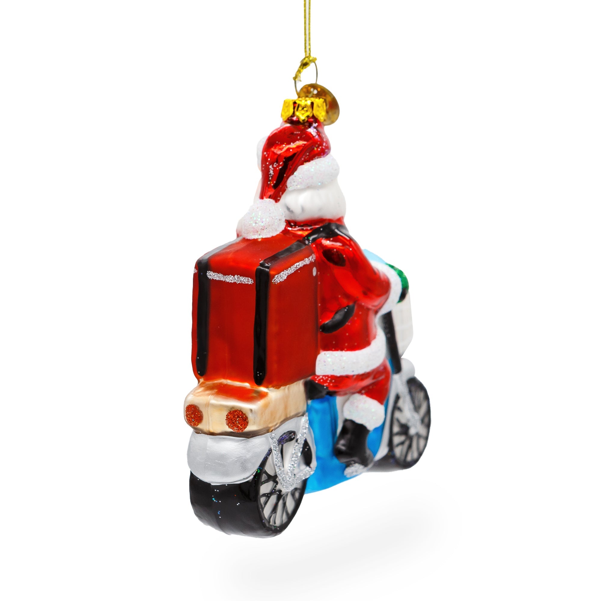 Cheerful Santa Food Delivery - Blown Glass Christmas Ornament