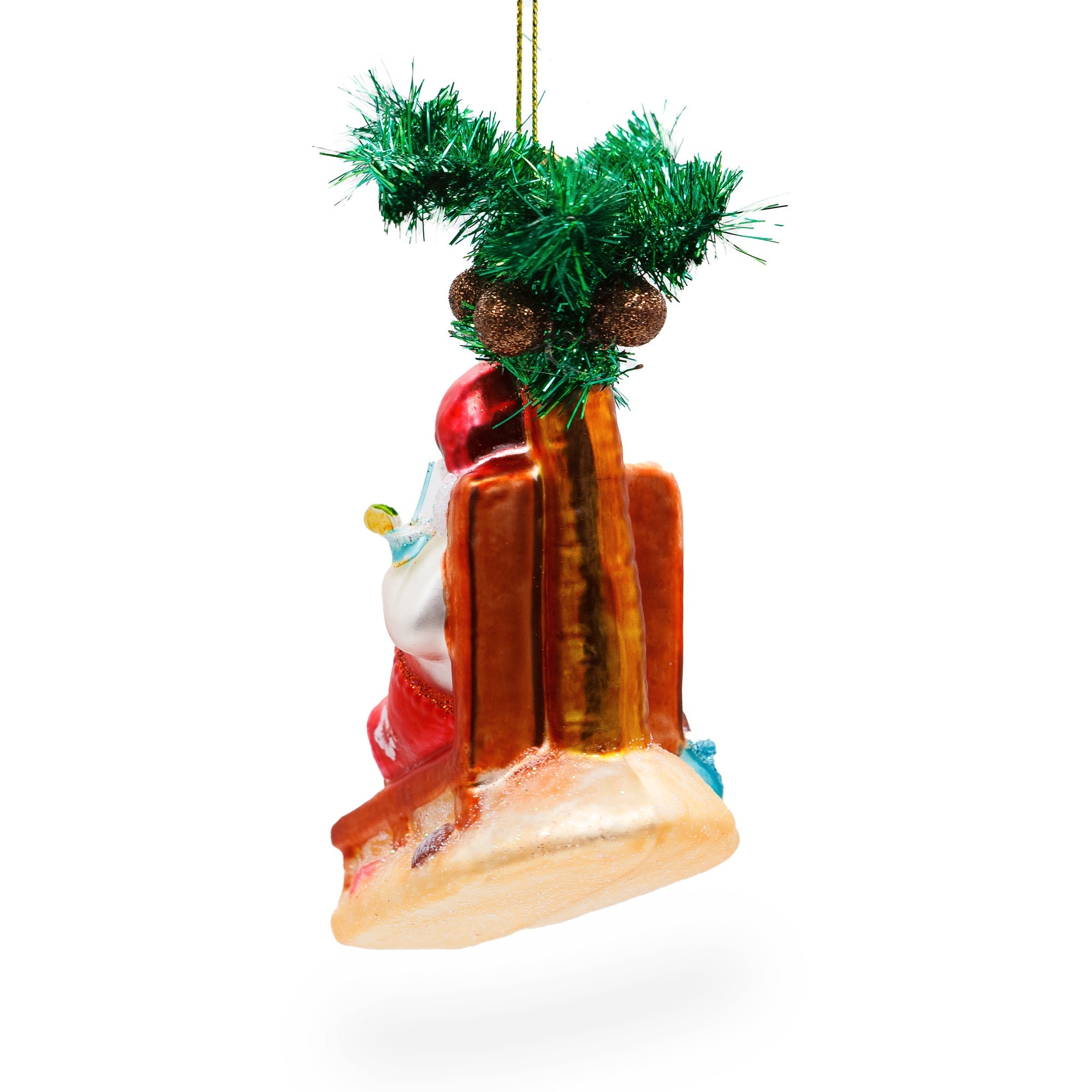 Tropical Snowman On The Beach - Exotic Blown Glass Christmas Ornament