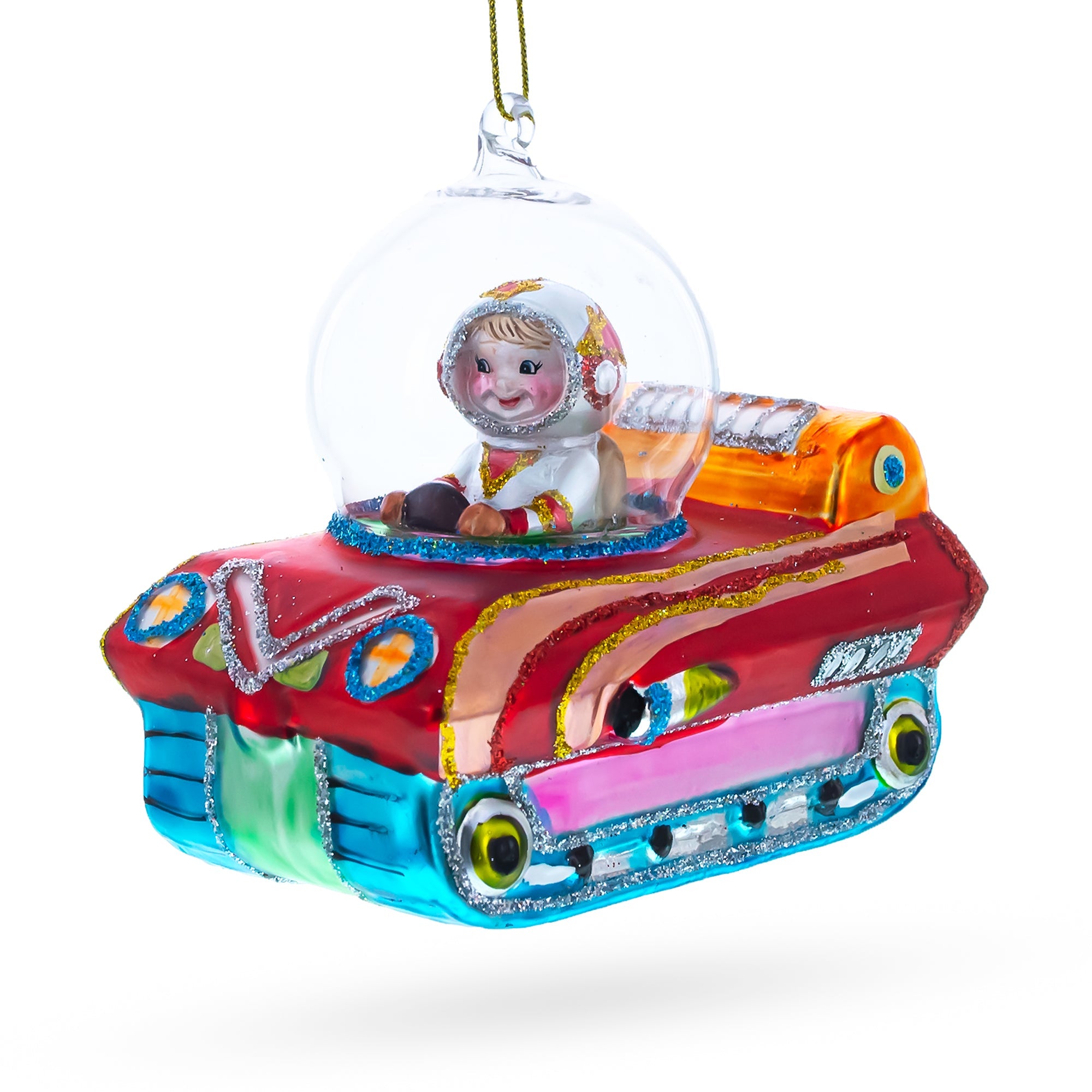 Astronaut In Space Vehicle - Blown Glass Christmas Ornament