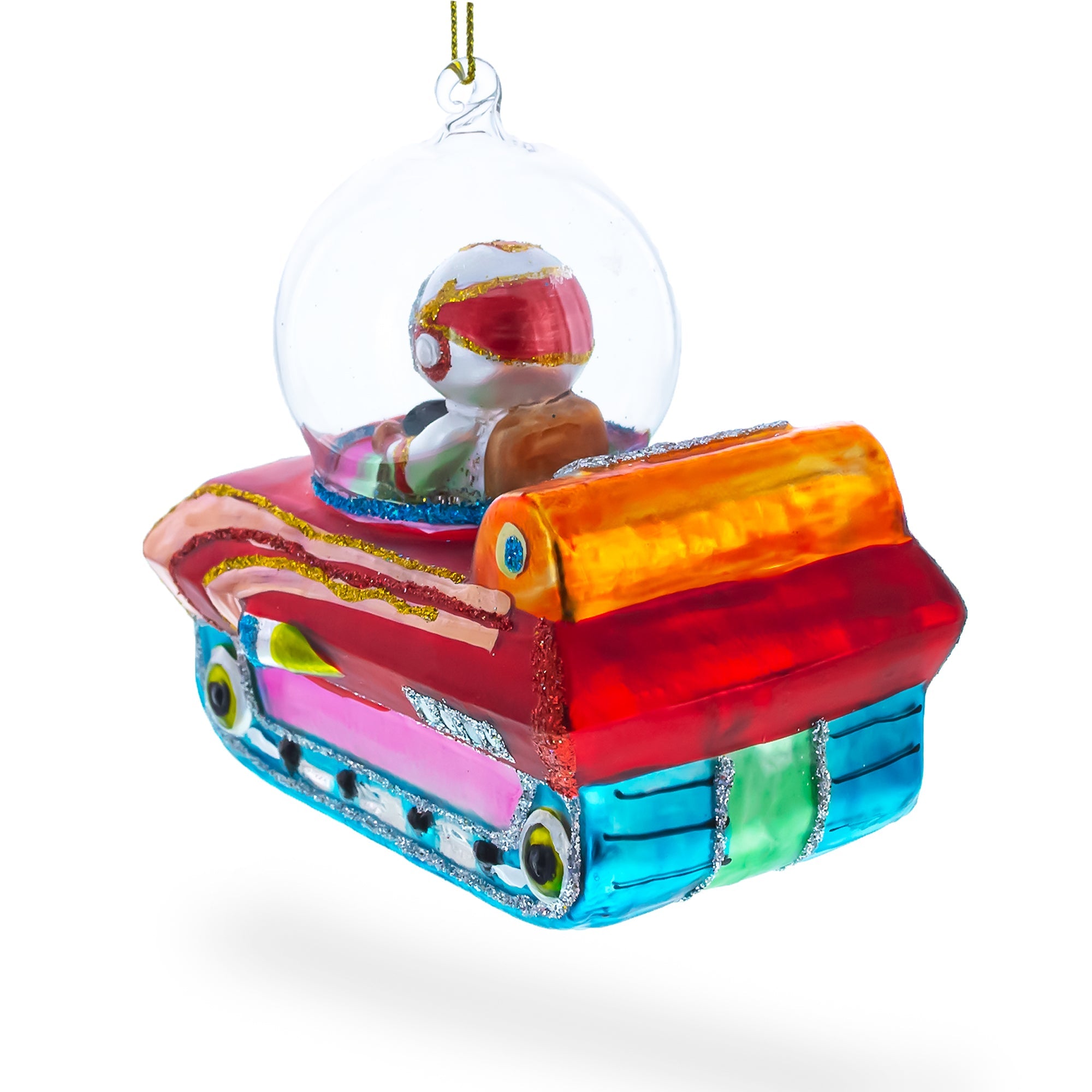 Astronaut In Space Vehicle - Blown Glass Christmas Ornament