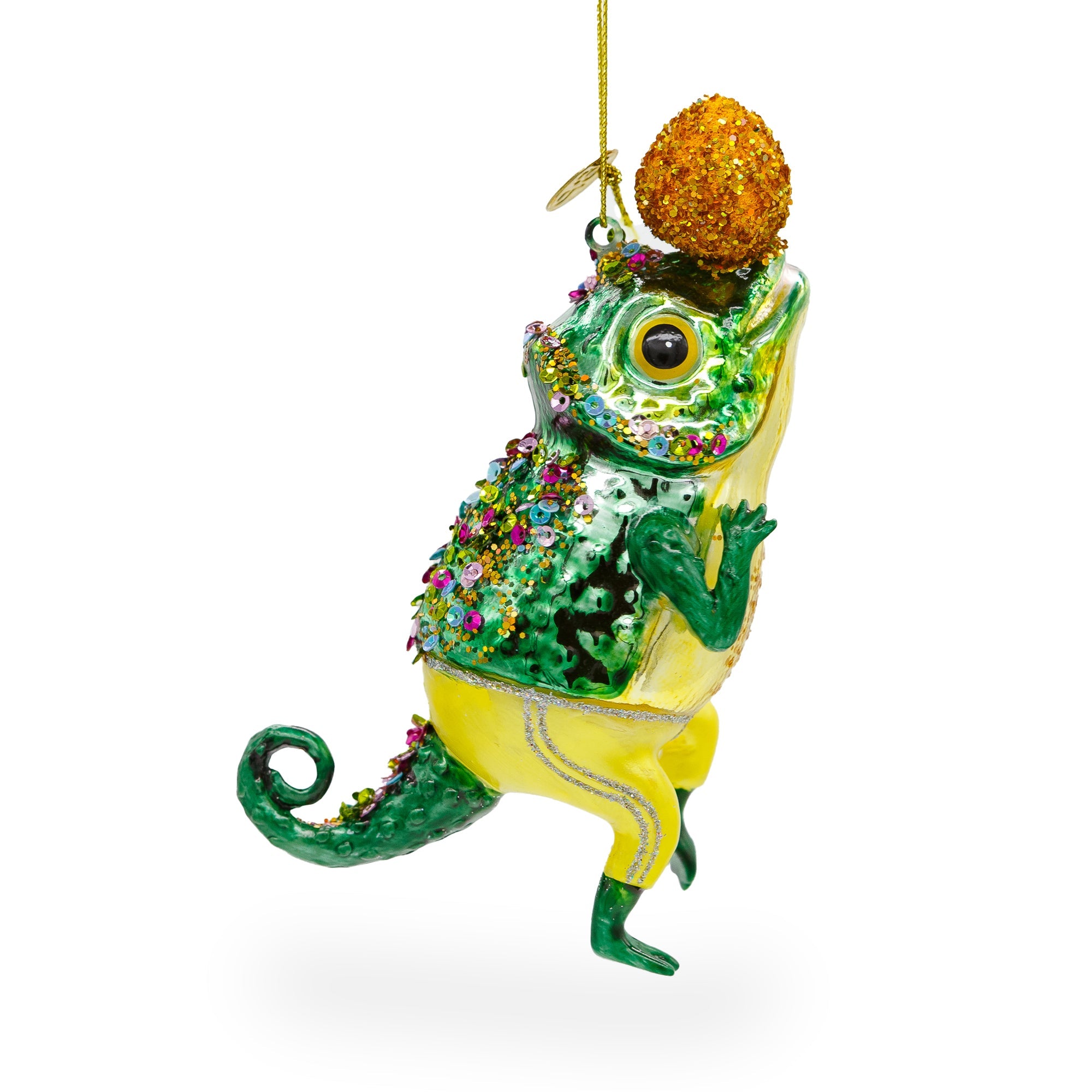 Colorful Chameleon Lizard - Blown Glass Christmas Ornament