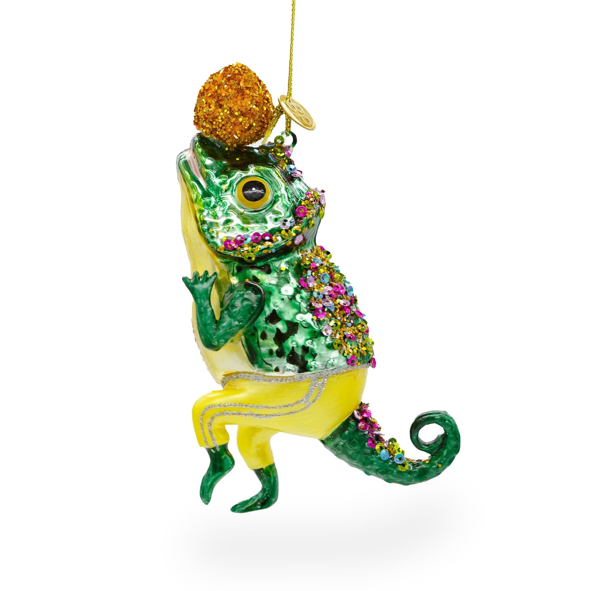 Colorful Chameleon Lizard - Blown Glass Christmas Ornament