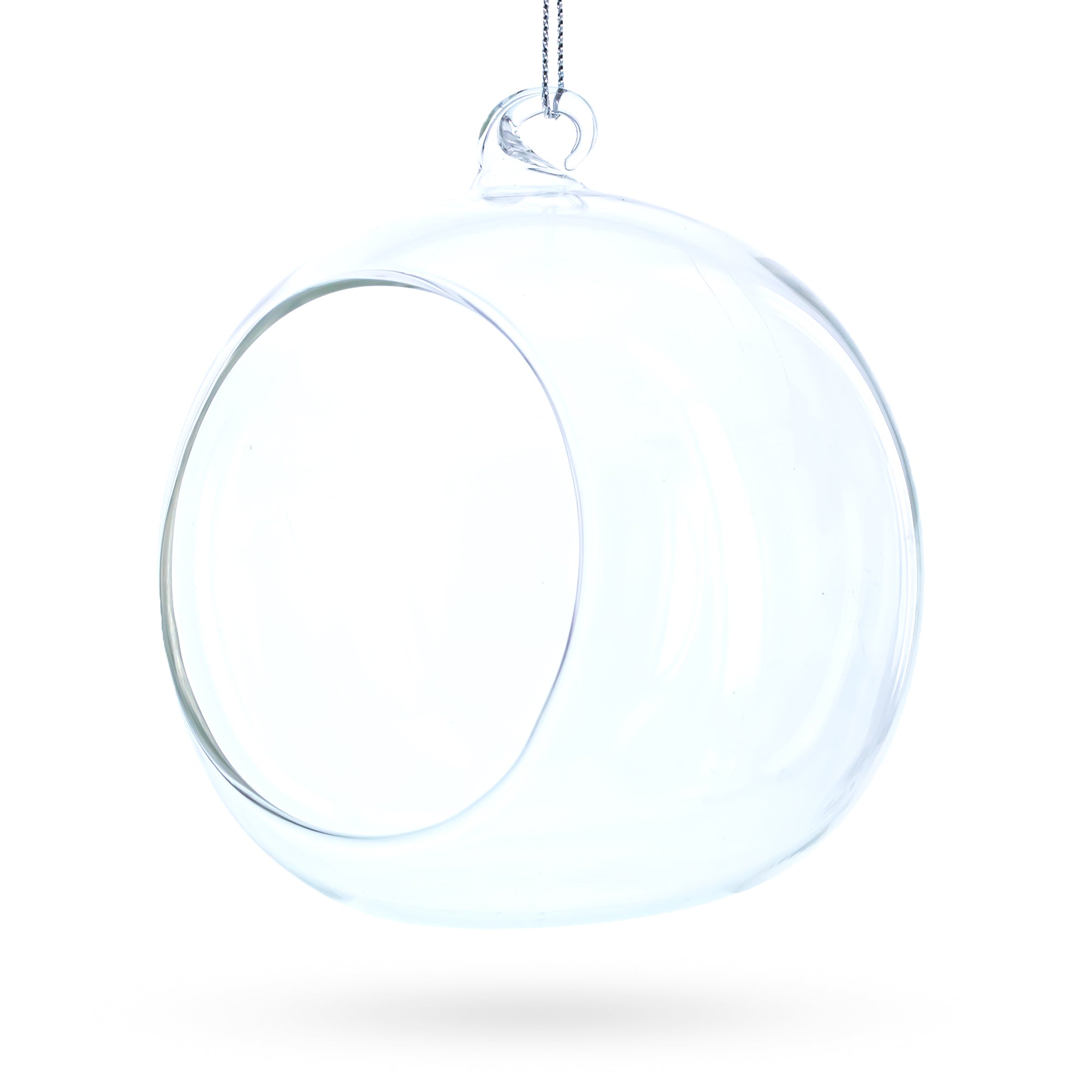 Spherical Openwork Clear - Blown Glass Christmas Ornament 4.5 Inches (115 Mm)