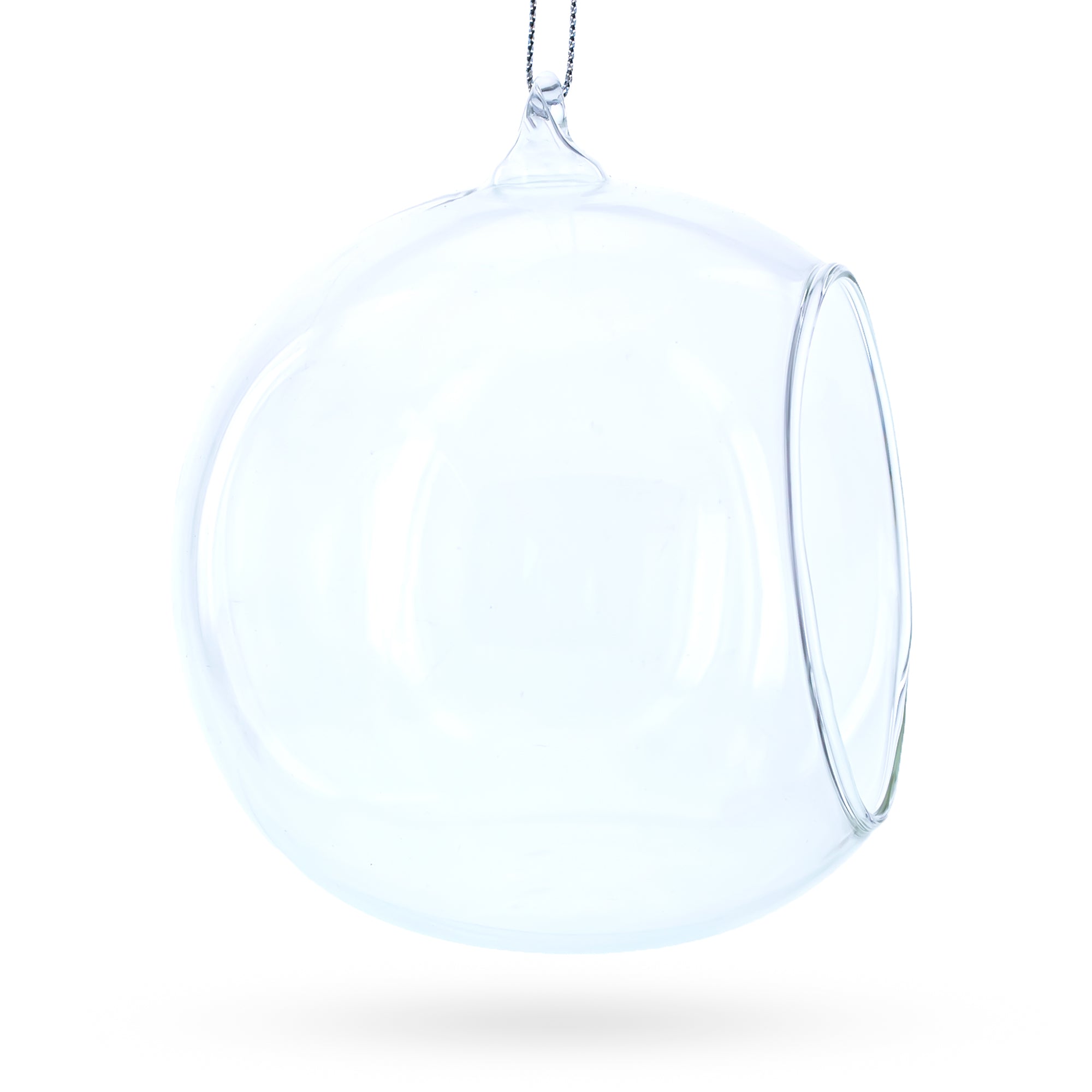 Spherical Openwork Clear - Blown Glass Christmas Ornament 4.5 Inches (115 Mm)