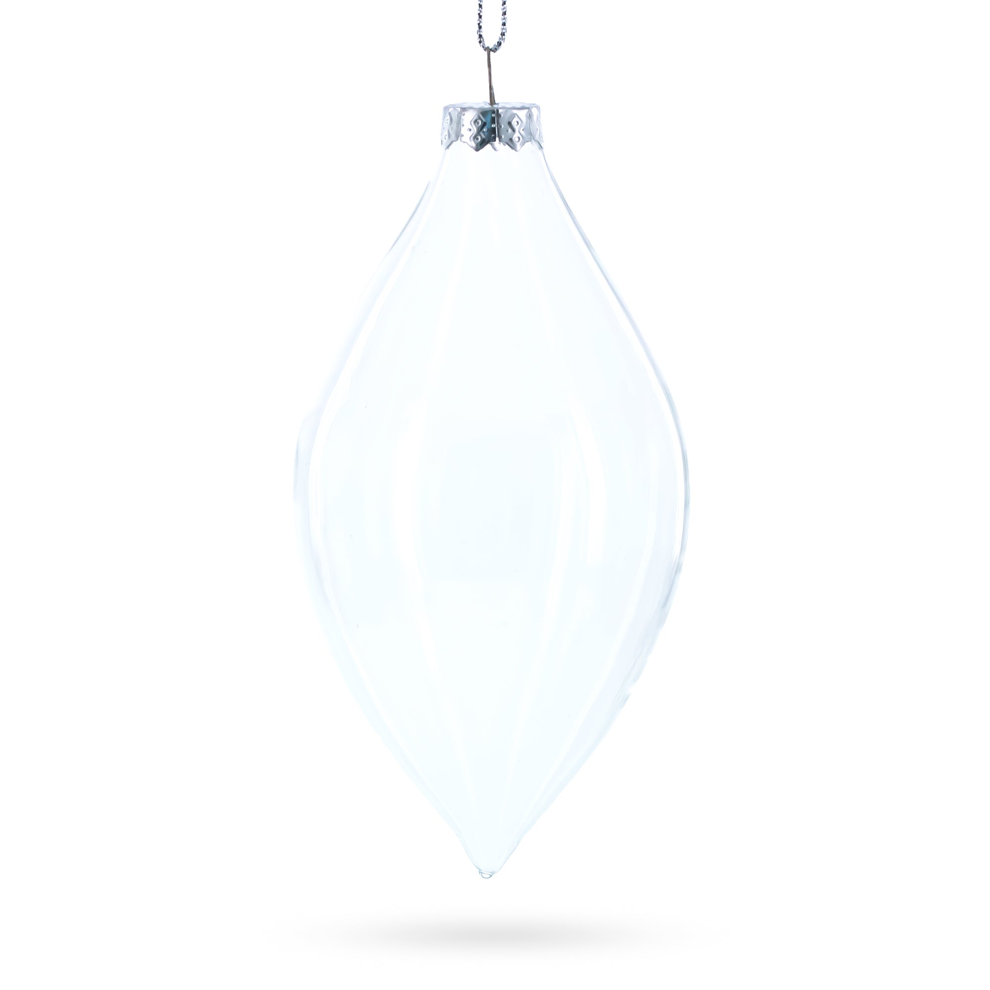 Set Of 3 Oval - Icicle Clear Blown Glass Christmas Ornament 5.4 Inches (137 Mm)