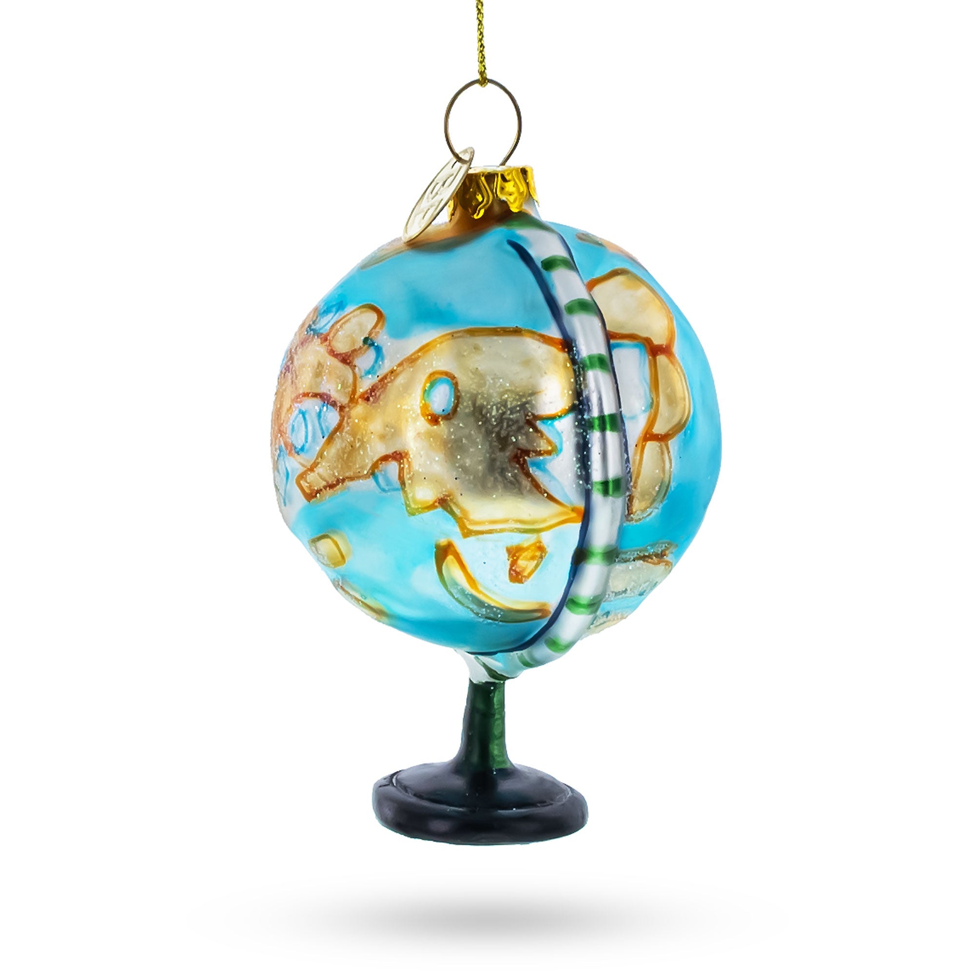 Wondrous Worldly Sphere - Globe Blown Glass Christmas Ornament