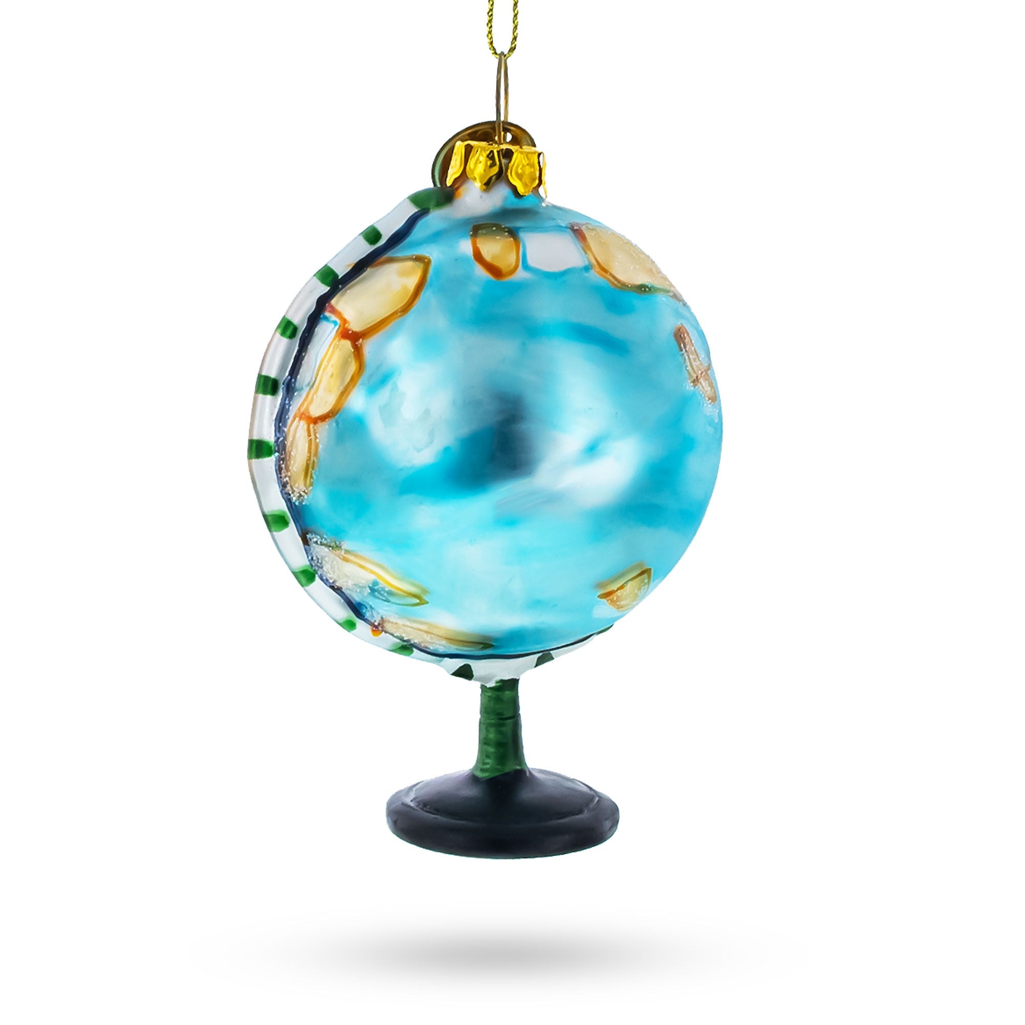 Wondrous Worldly Sphere - Globe Blown Glass Christmas Ornament