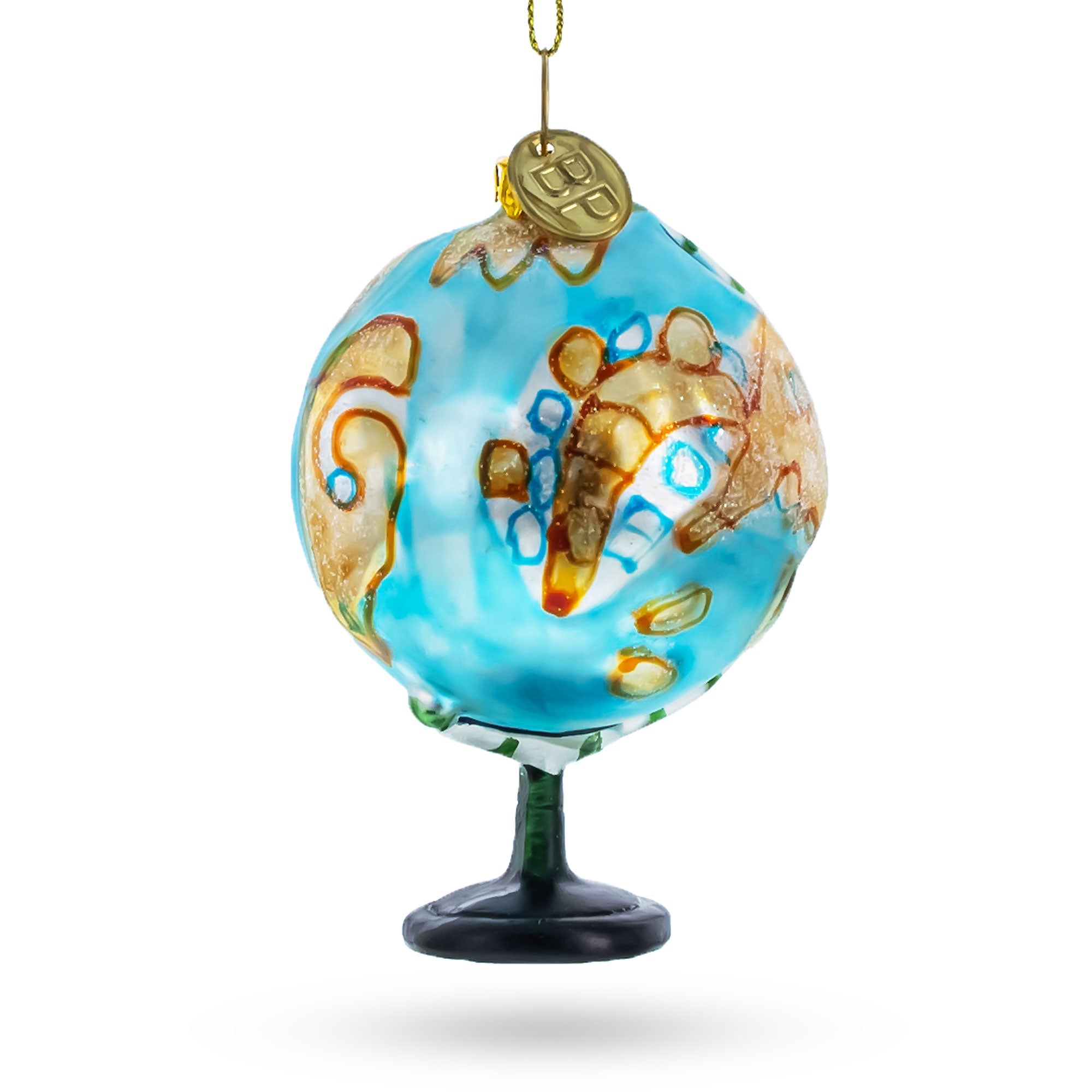 Wondrous Worldly Sphere - Globe Blown Glass Christmas Ornament