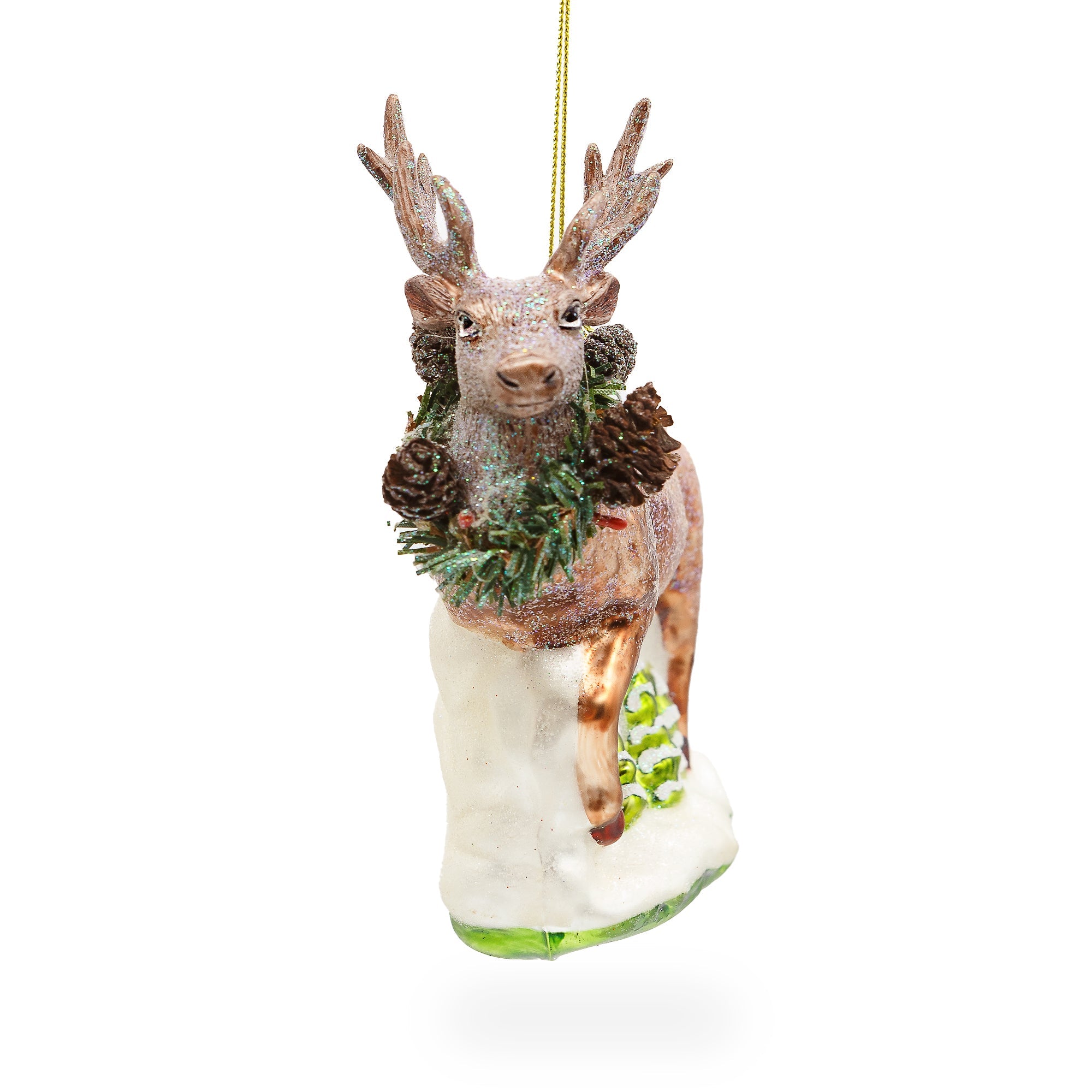 Majestic Reindeer - Blown Glass Christmas Ornament