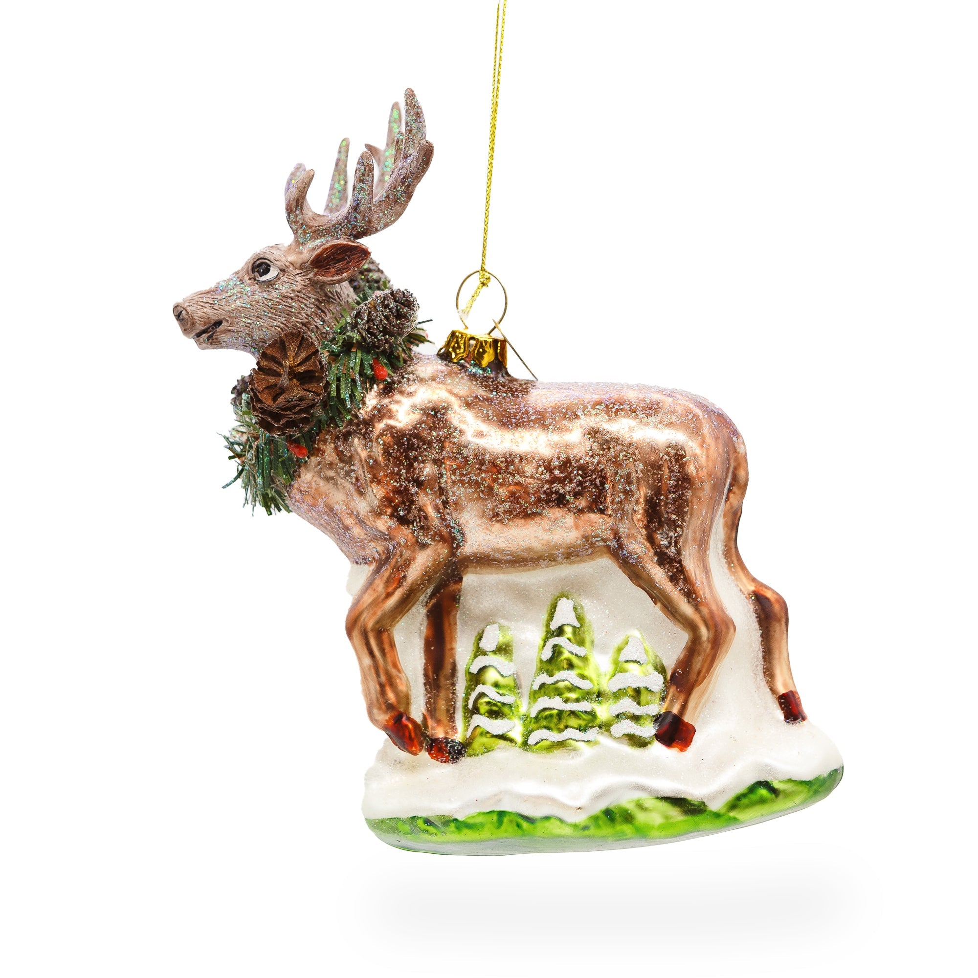 Majestic Reindeer - Blown Glass Christmas Ornament