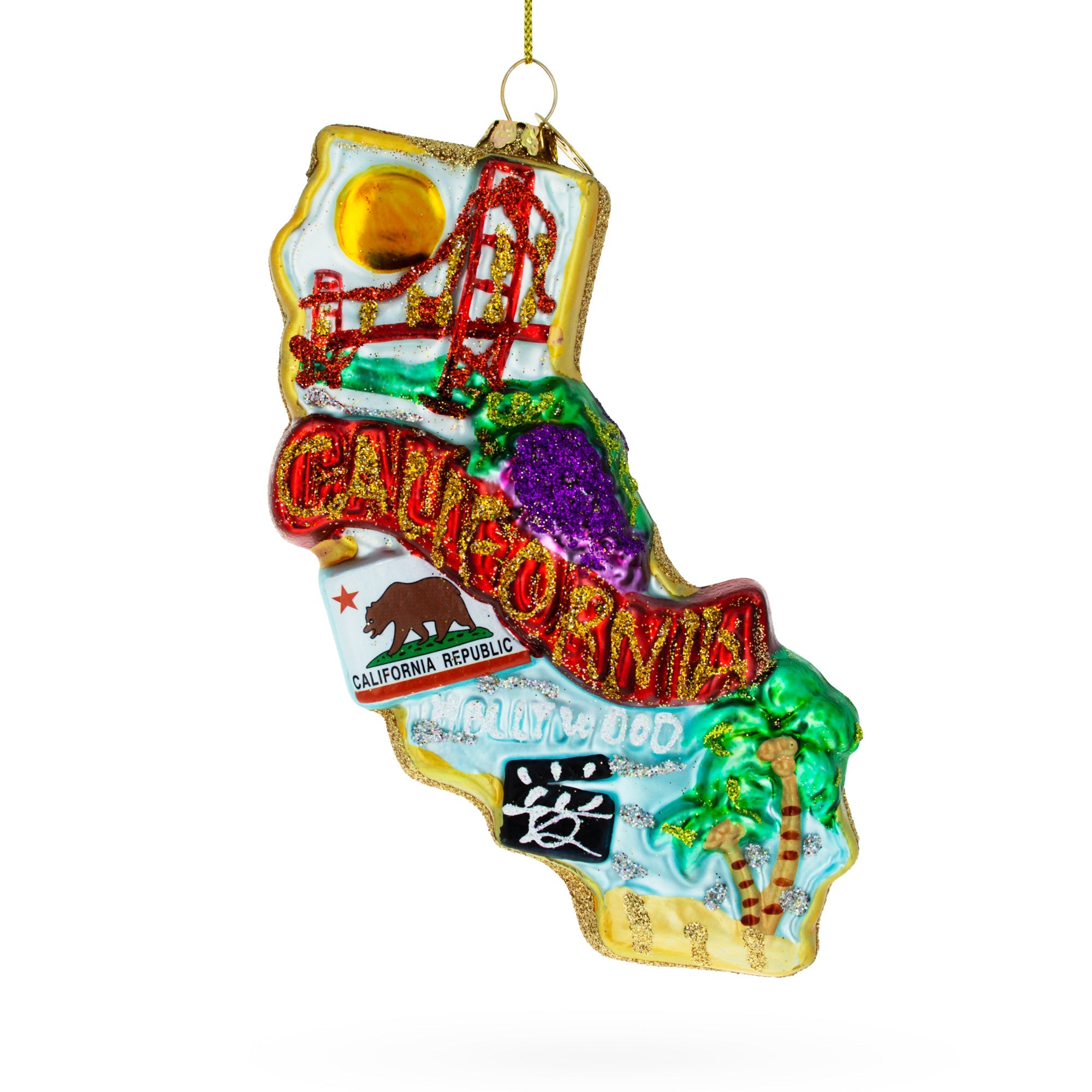 Captivating State Of California Symbols, Usa - Blown Glass Christmas Ornament