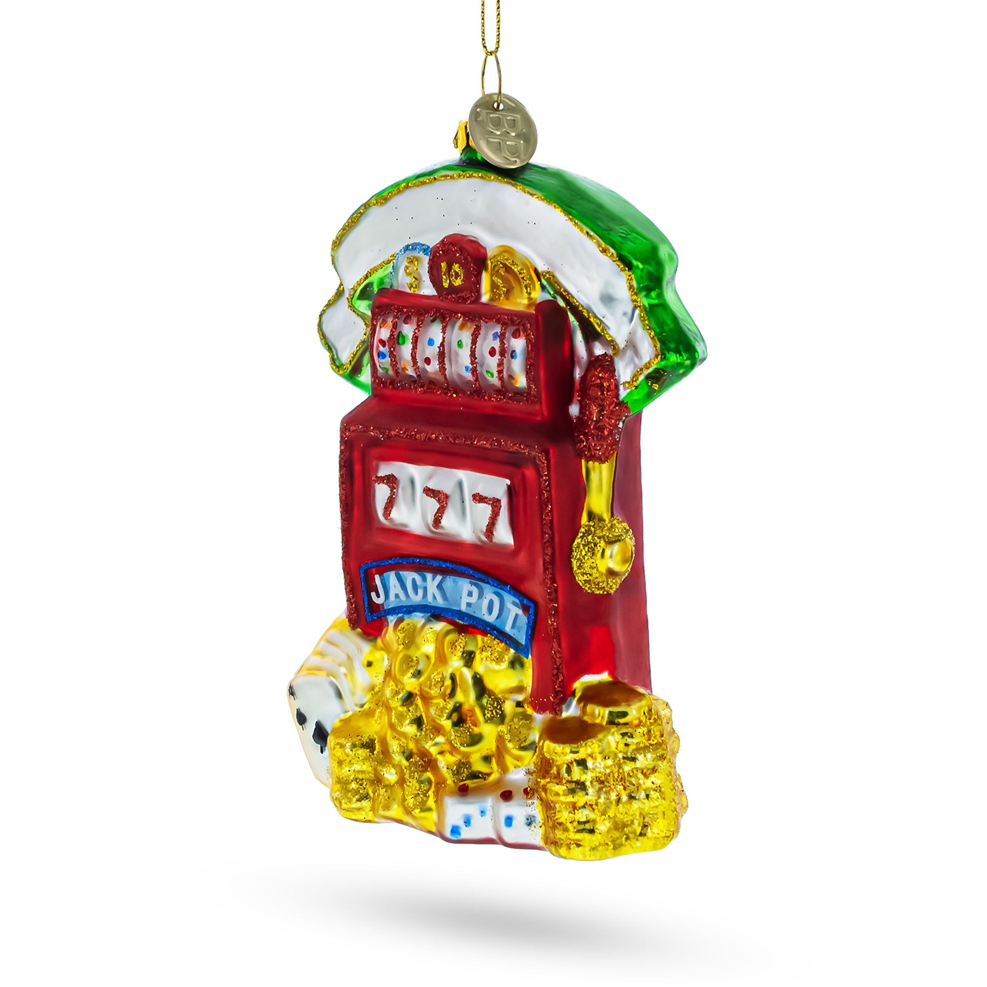 Jackpot Casino Slot Machine - Blown Glass Christmas Ornament