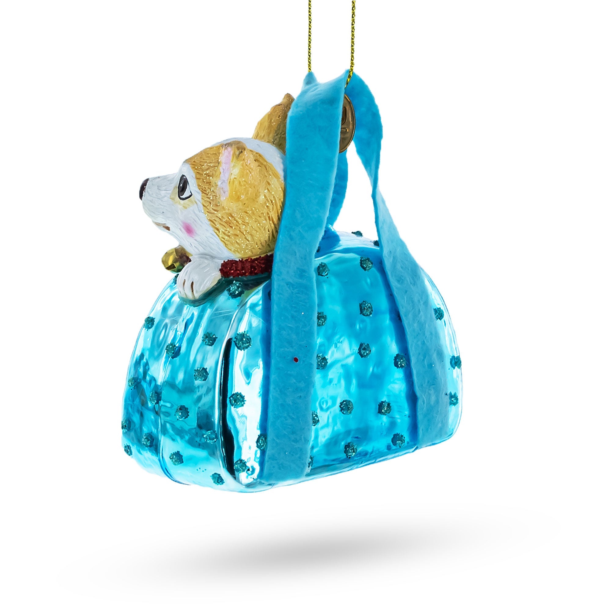 Chic Chihuahua Inside Designer Handbag - Blown Glass Christmas Ornament