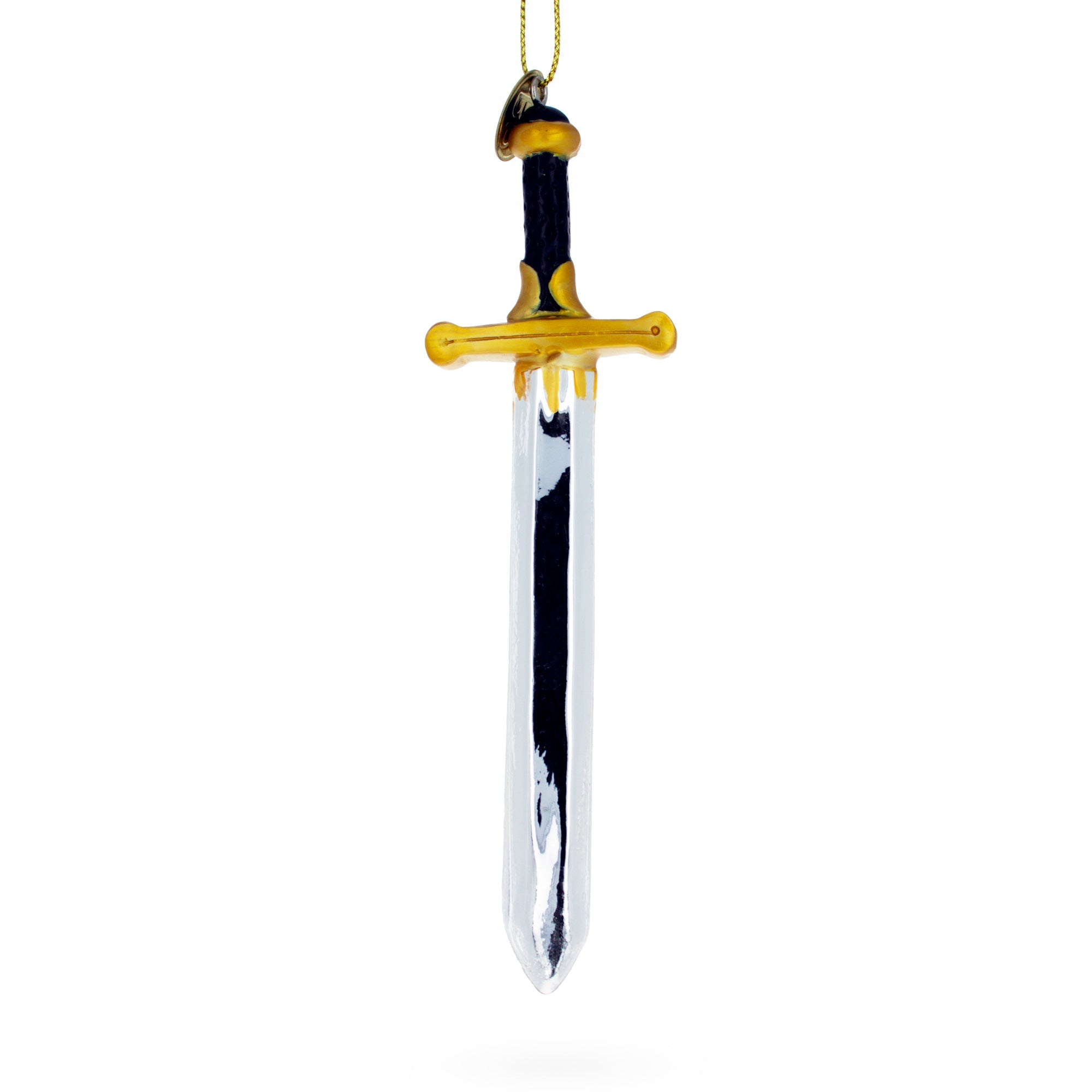 Gleaming Blade: Shiny Sword - Blown Glass Christmas Ornament