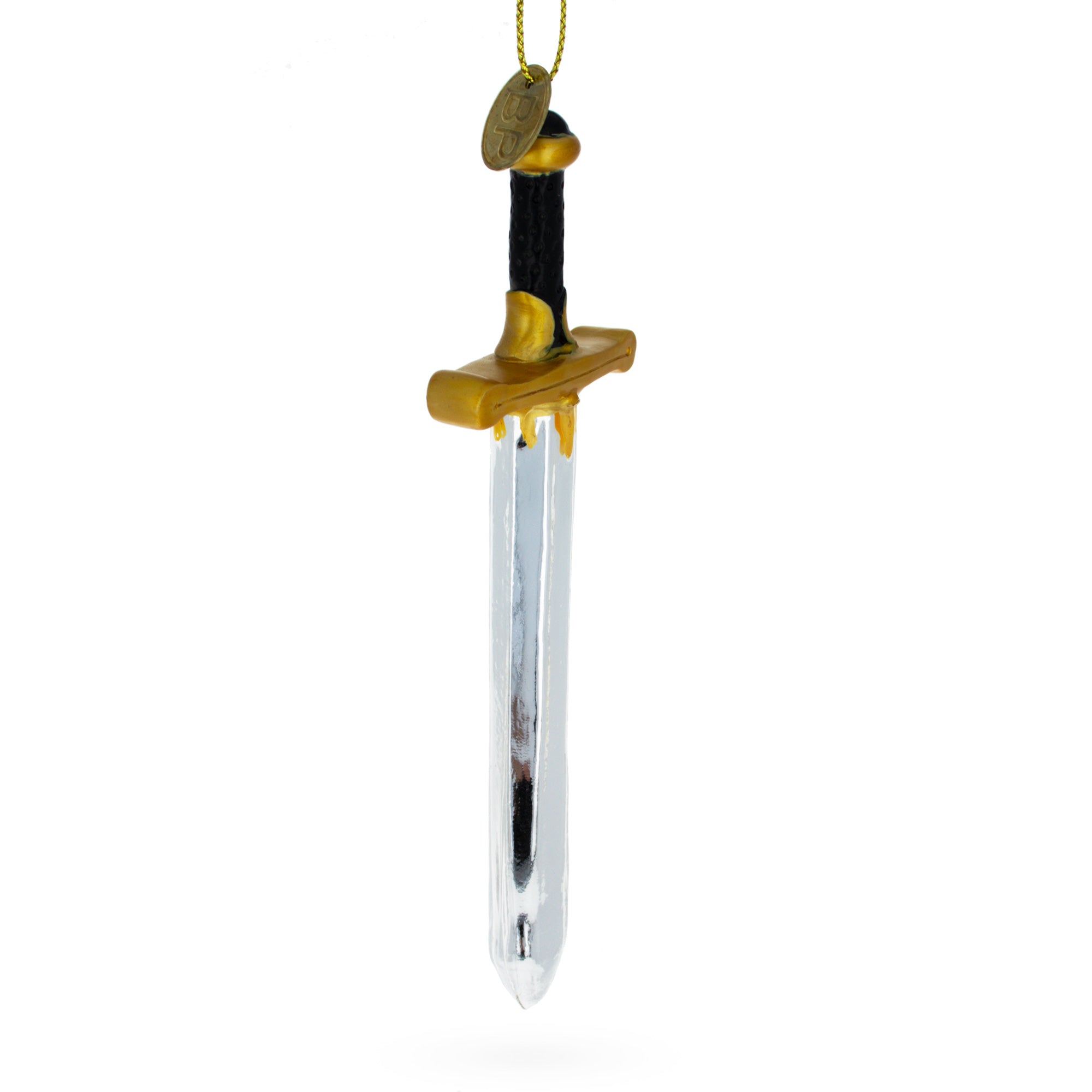 Gleaming Blade: Shiny Sword - Blown Glass Christmas Ornament