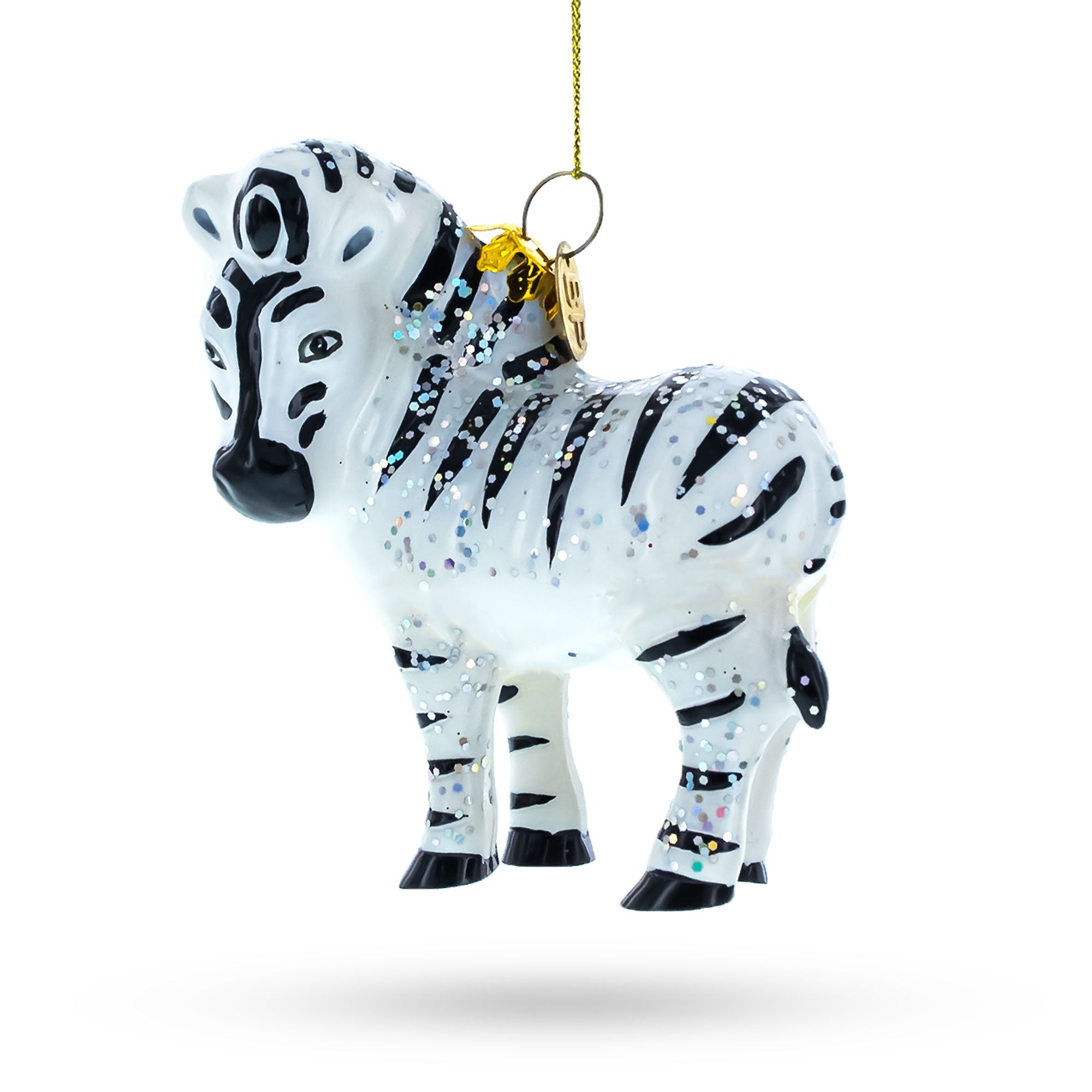 Dazzling Glittered Zebra - Blown Glass Christmas Ornament