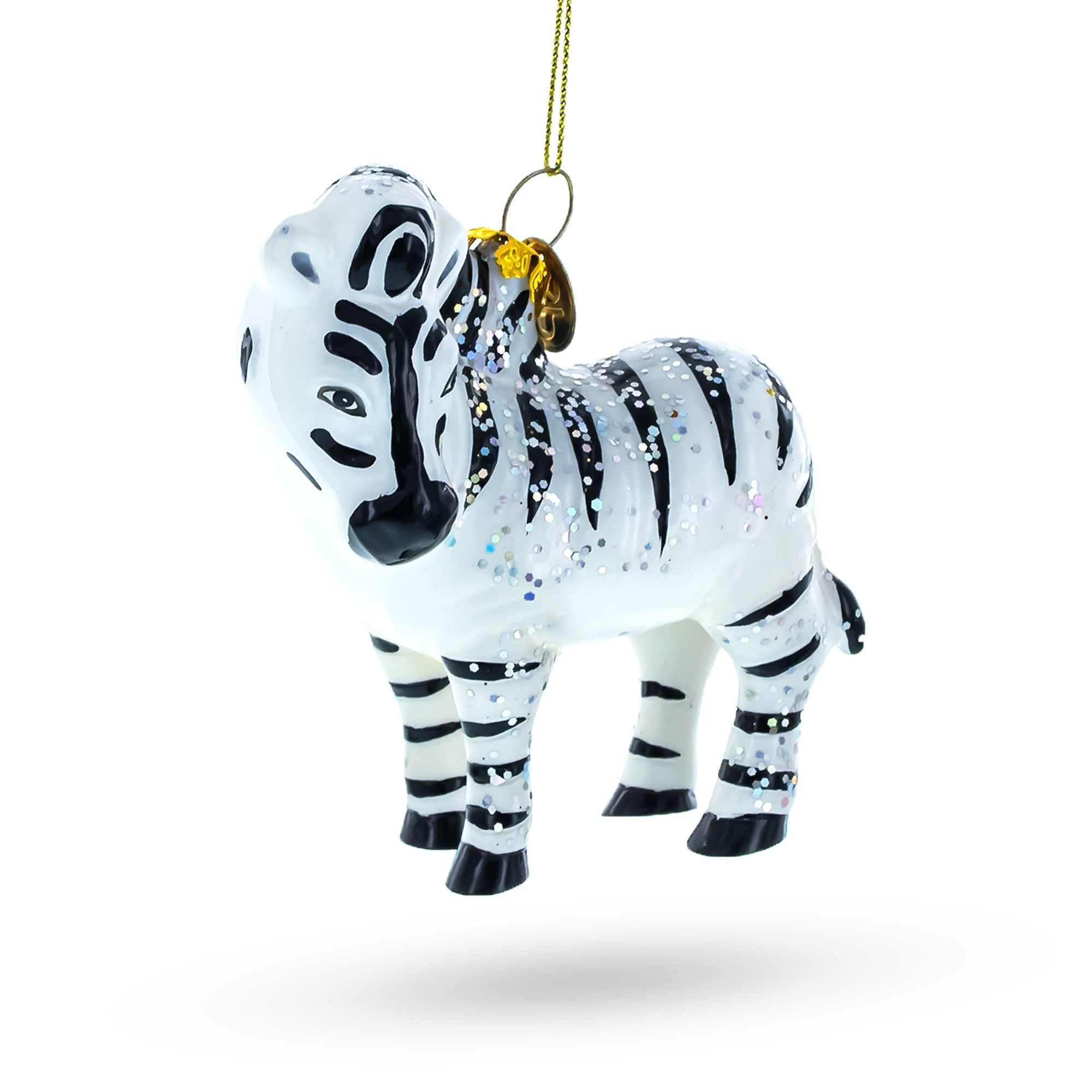 Dazzling Glittered Zebra - Blown Glass Christmas Ornament