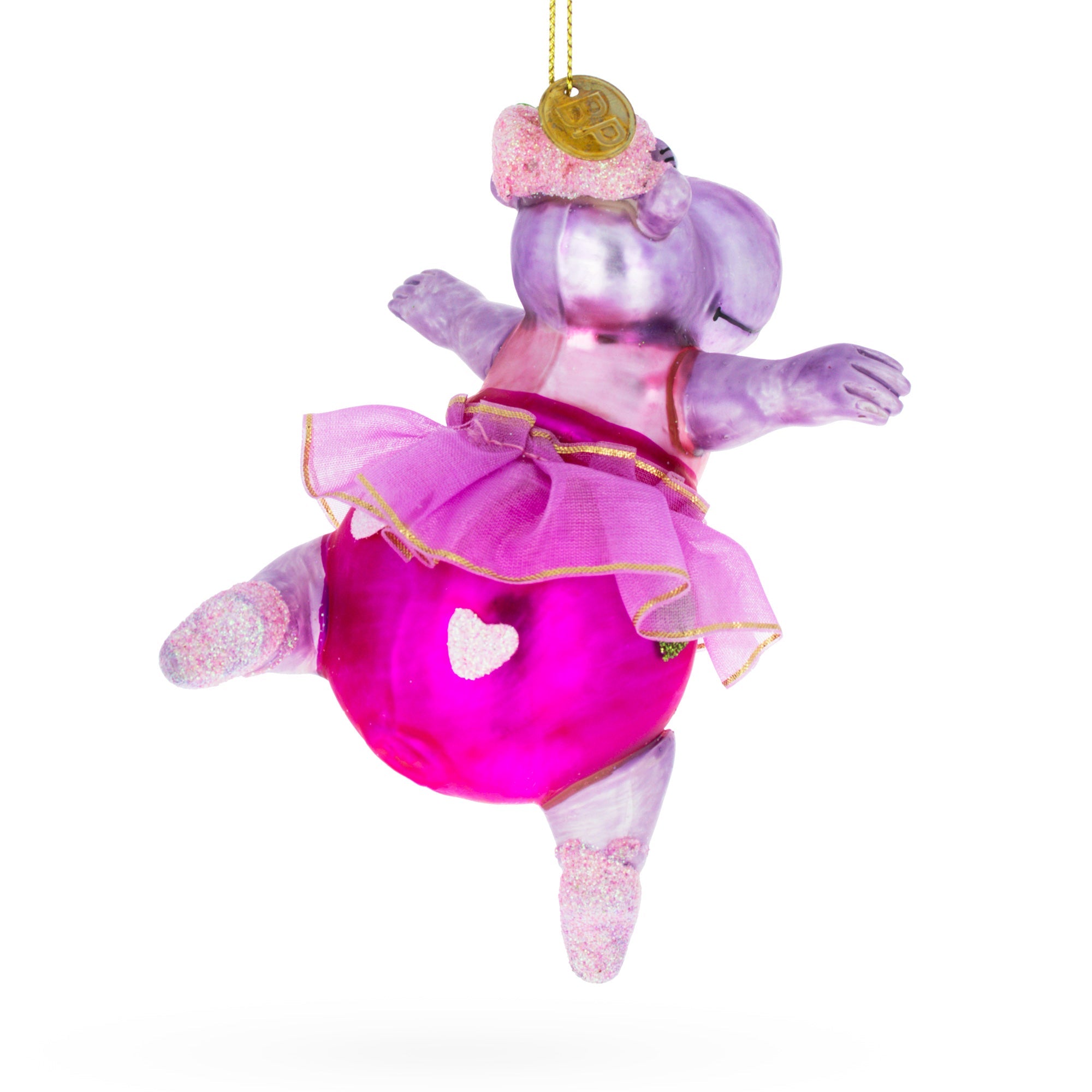 Enchanted Hippo Ballerina - Blown Glass Christmas Ornament