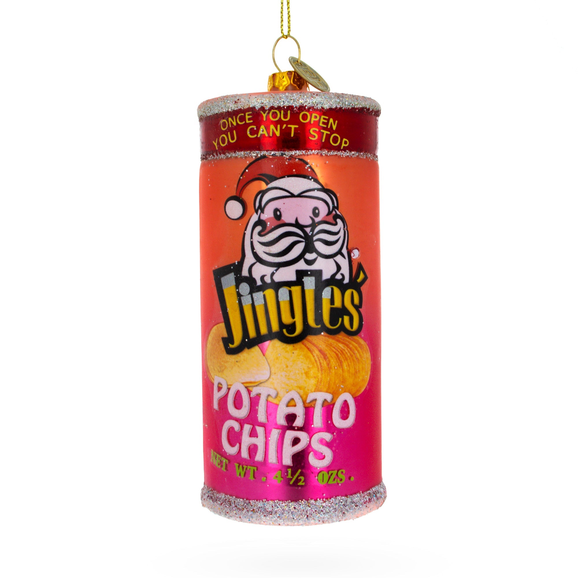 Santa's Snack Delight: Potato Chips - Blown Glass Christmas Ornament