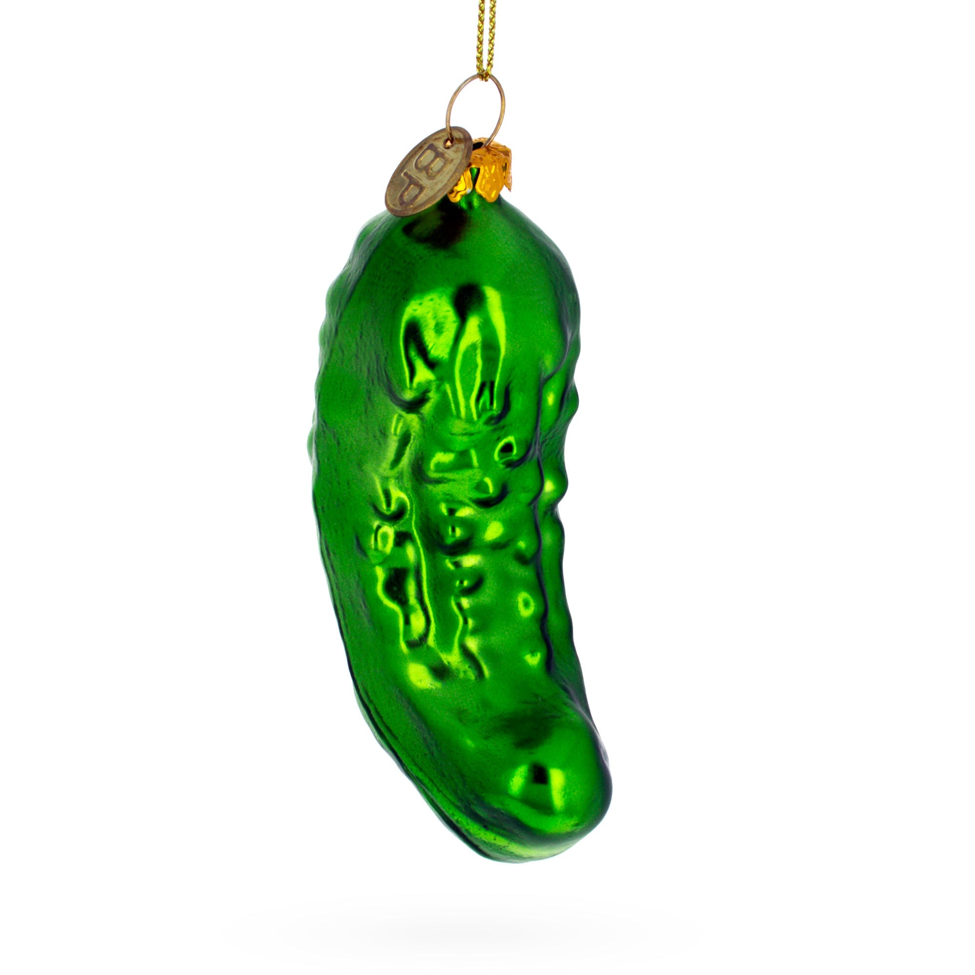 Shimmering Metallic Pickle - Blown Glass Christmas Ornament