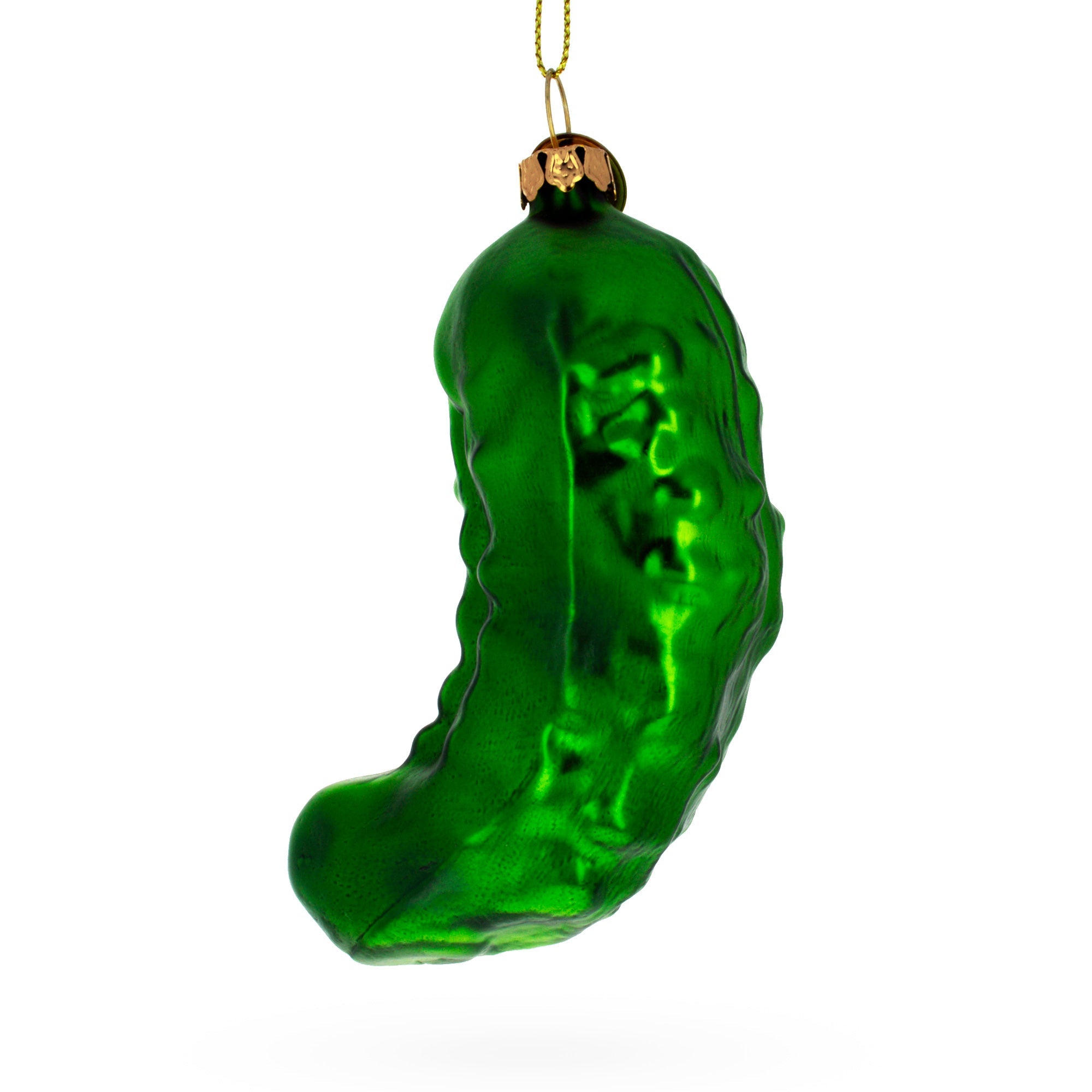 Shimmering Metallic Pickle - Blown Glass Christmas Ornament