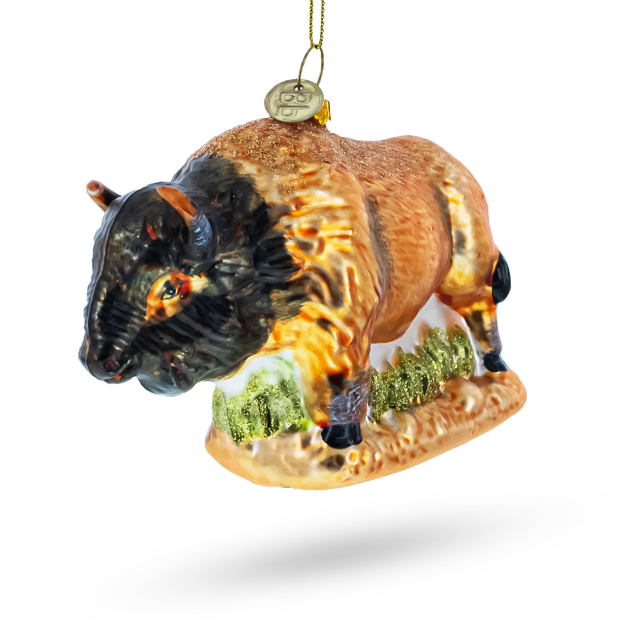 Wild Frontier: Majestic Bison - Blown Glass Christmas Ornament