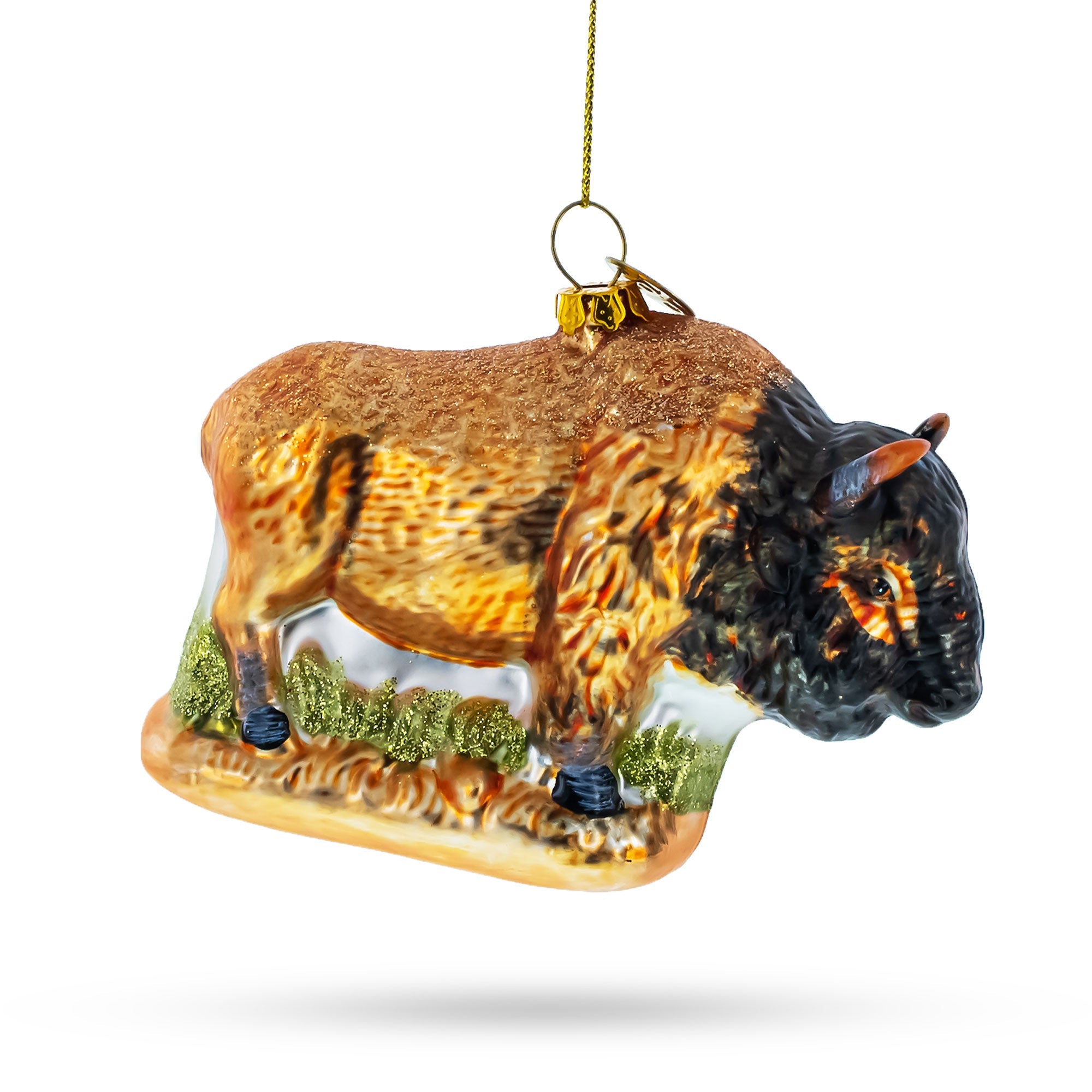 Wild Frontier: Majestic Bison - Blown Glass Christmas Ornament