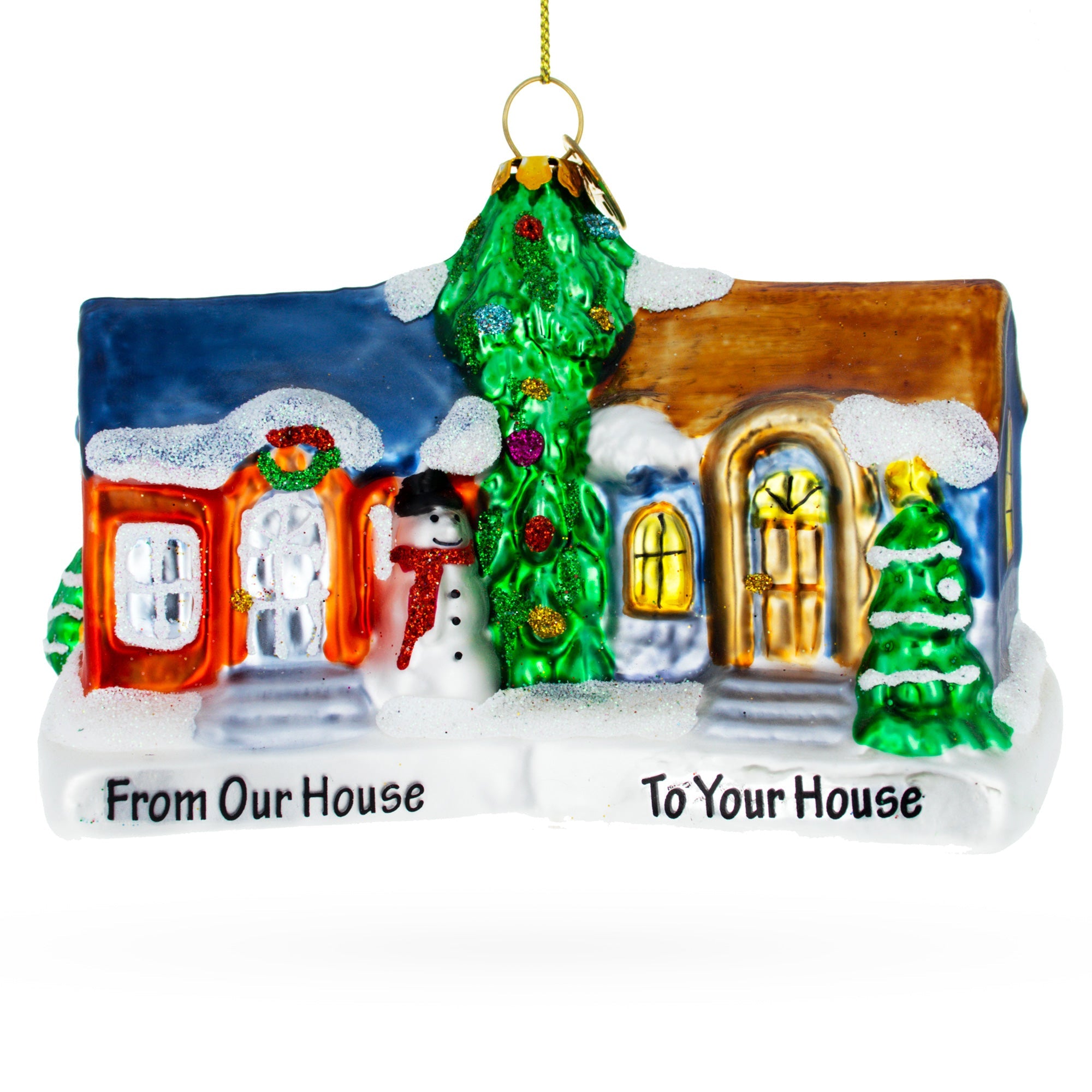 Neighborly Welcome: House - Blown Glass Christmas Ornament