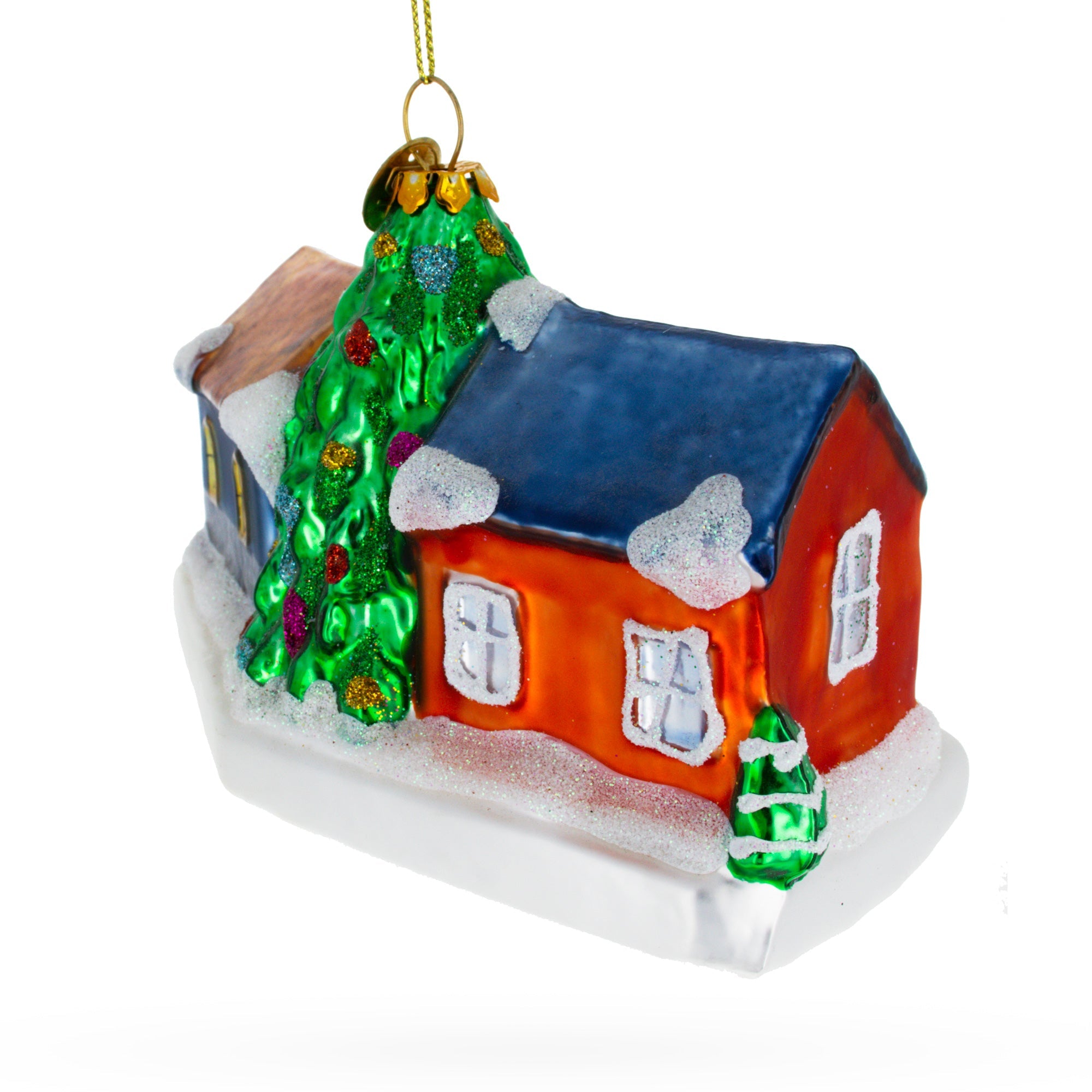 Neighborly Welcome: House - Blown Glass Christmas Ornament