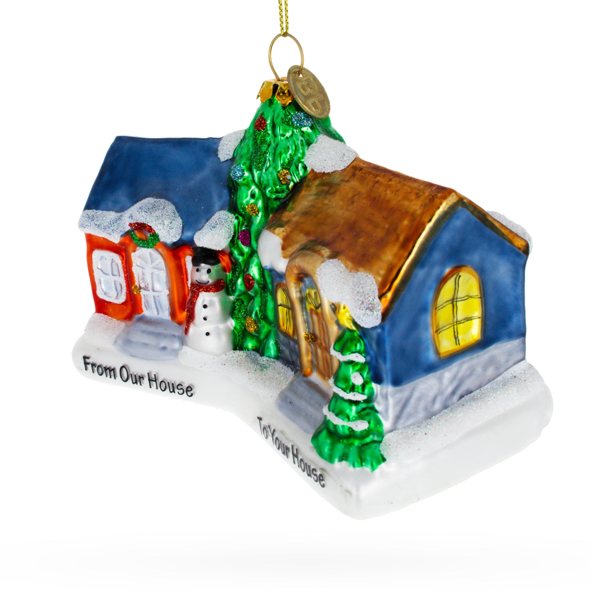 Neighborly Welcome: House - Blown Glass Christmas Ornament