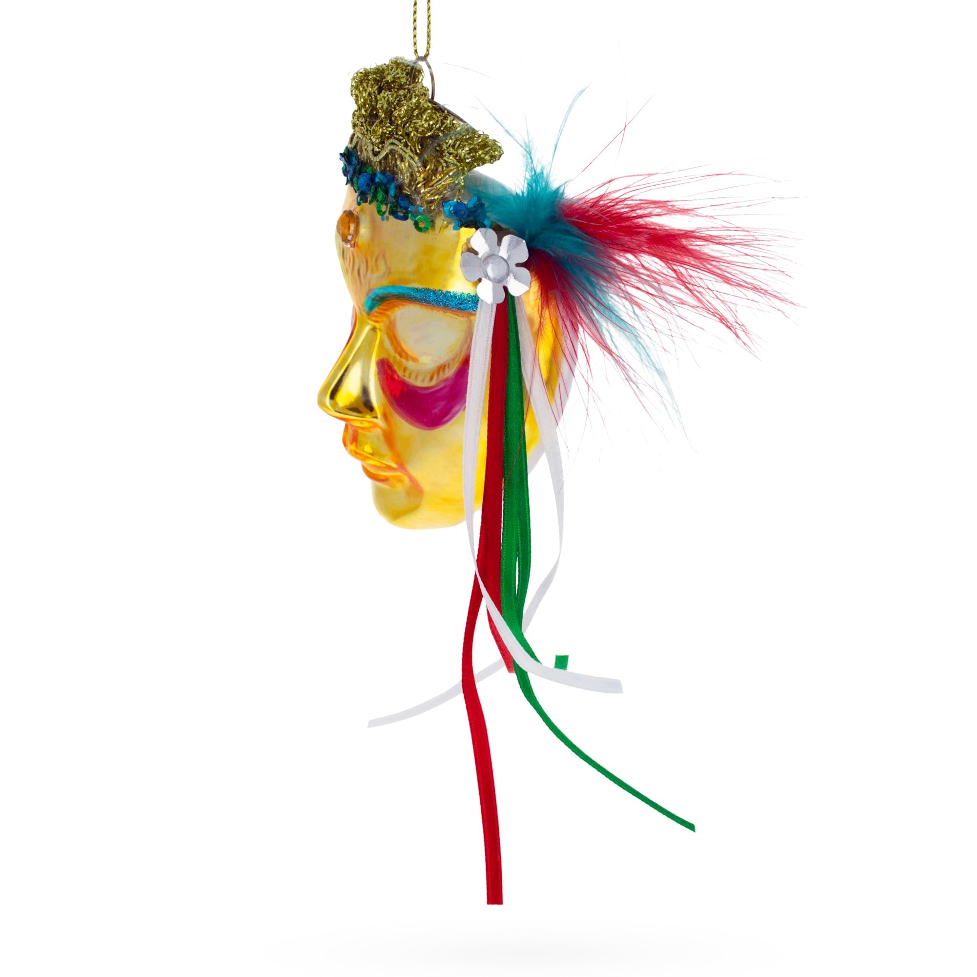 Celebratory Mask - Blown Glass Christmas Ornament