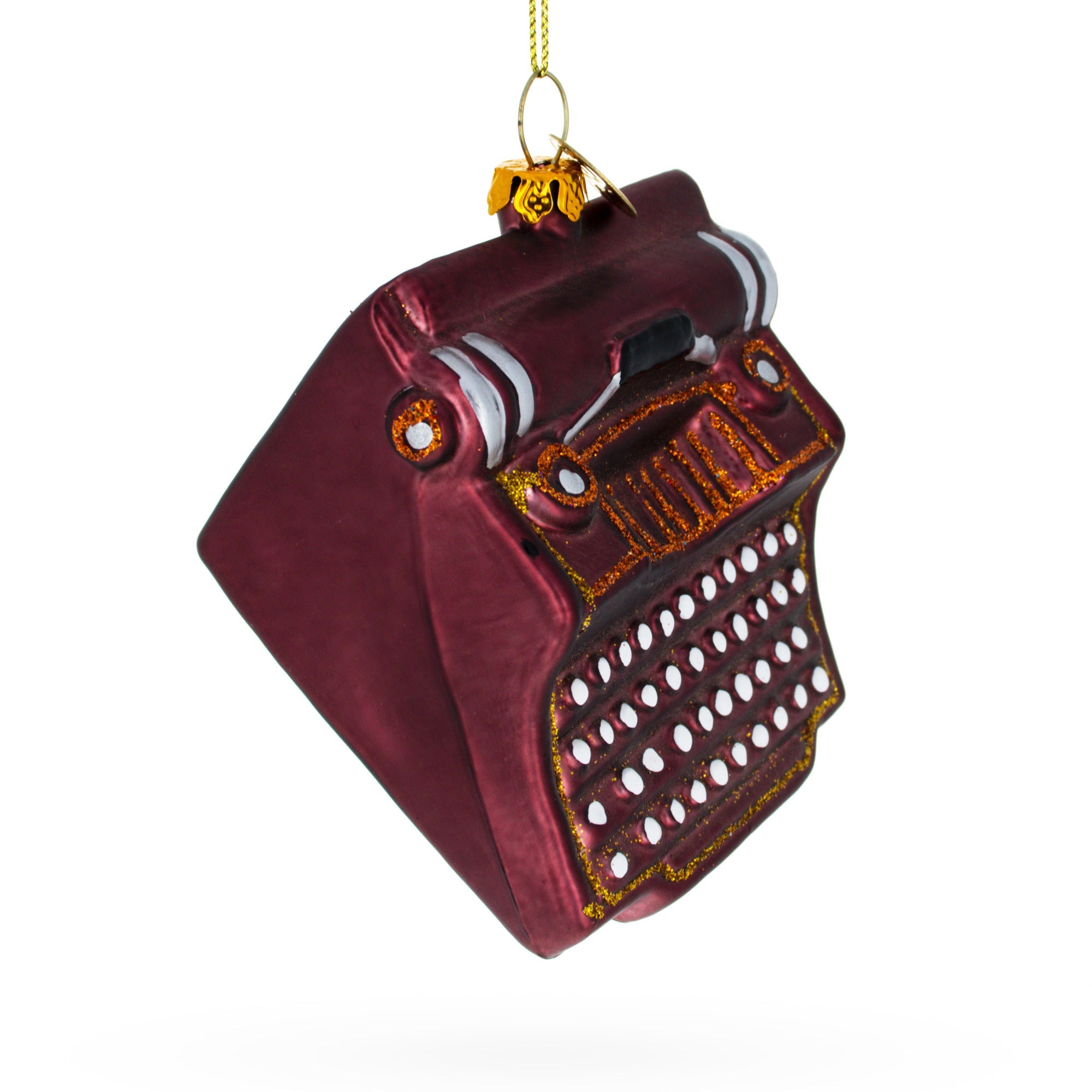 Nostalgic Antique Typewriter - Blown Glass Christmas Ornament