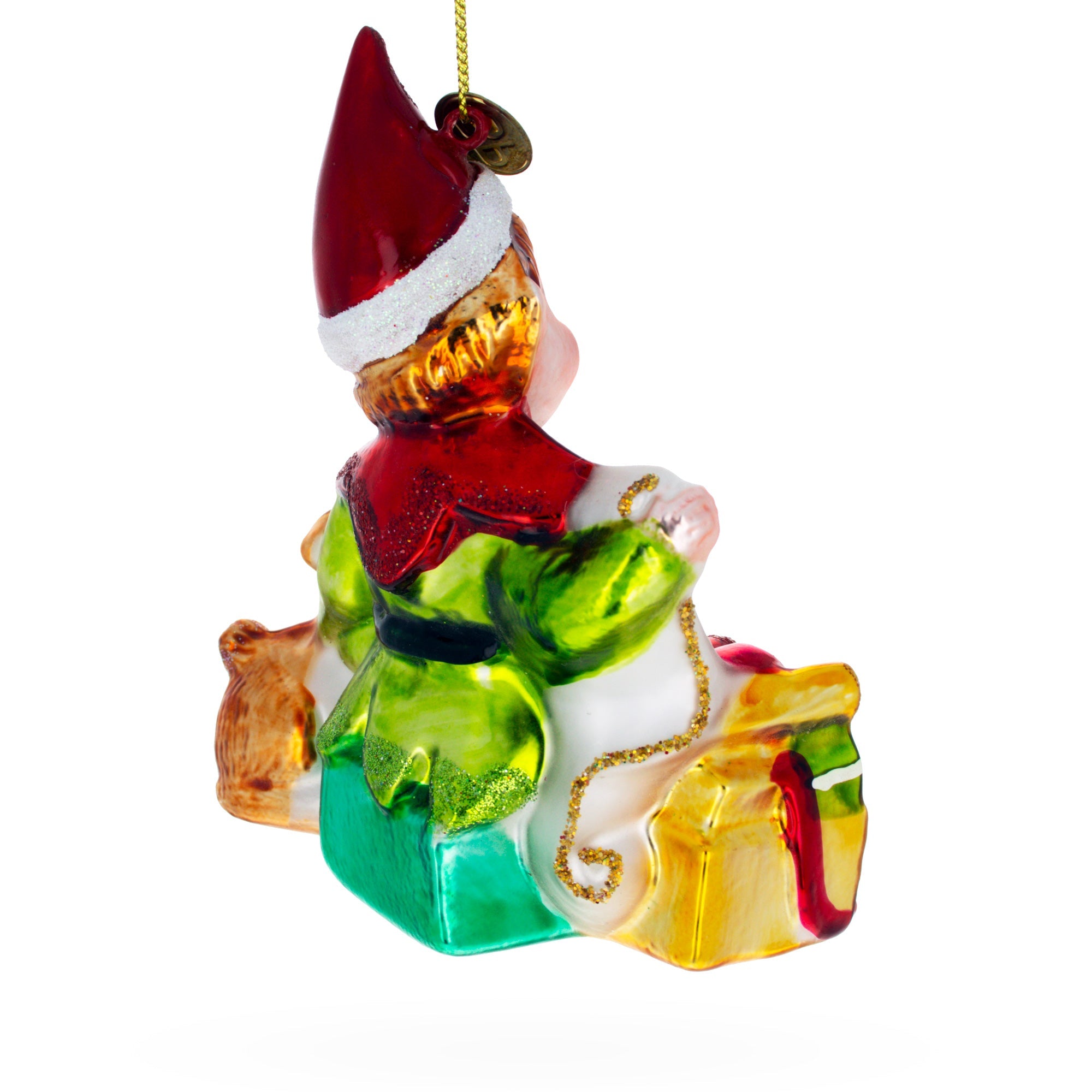 Enchanted Gift Givers: Elf And Deer - Blown Glass Christmas Ornament